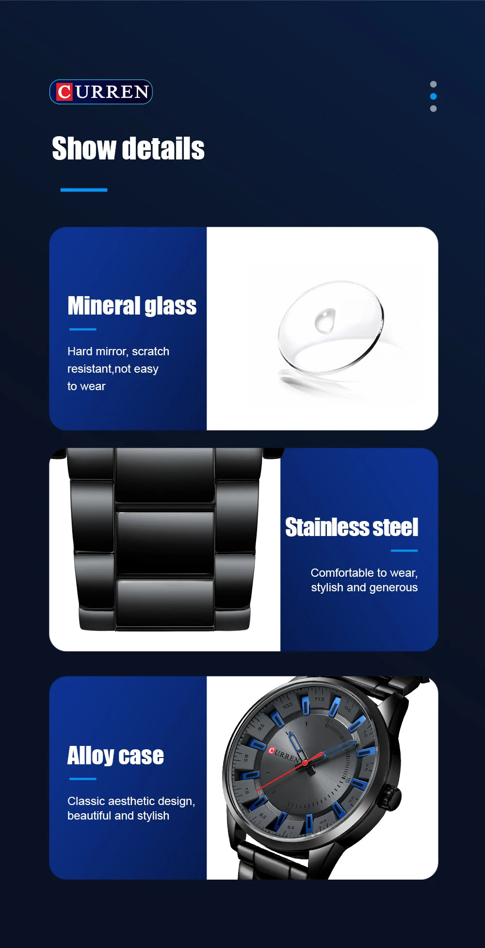 CURREN New Fashion Simple Style Men Watches Quartz Wristwatches Stainless Steel Band Clock Male with box