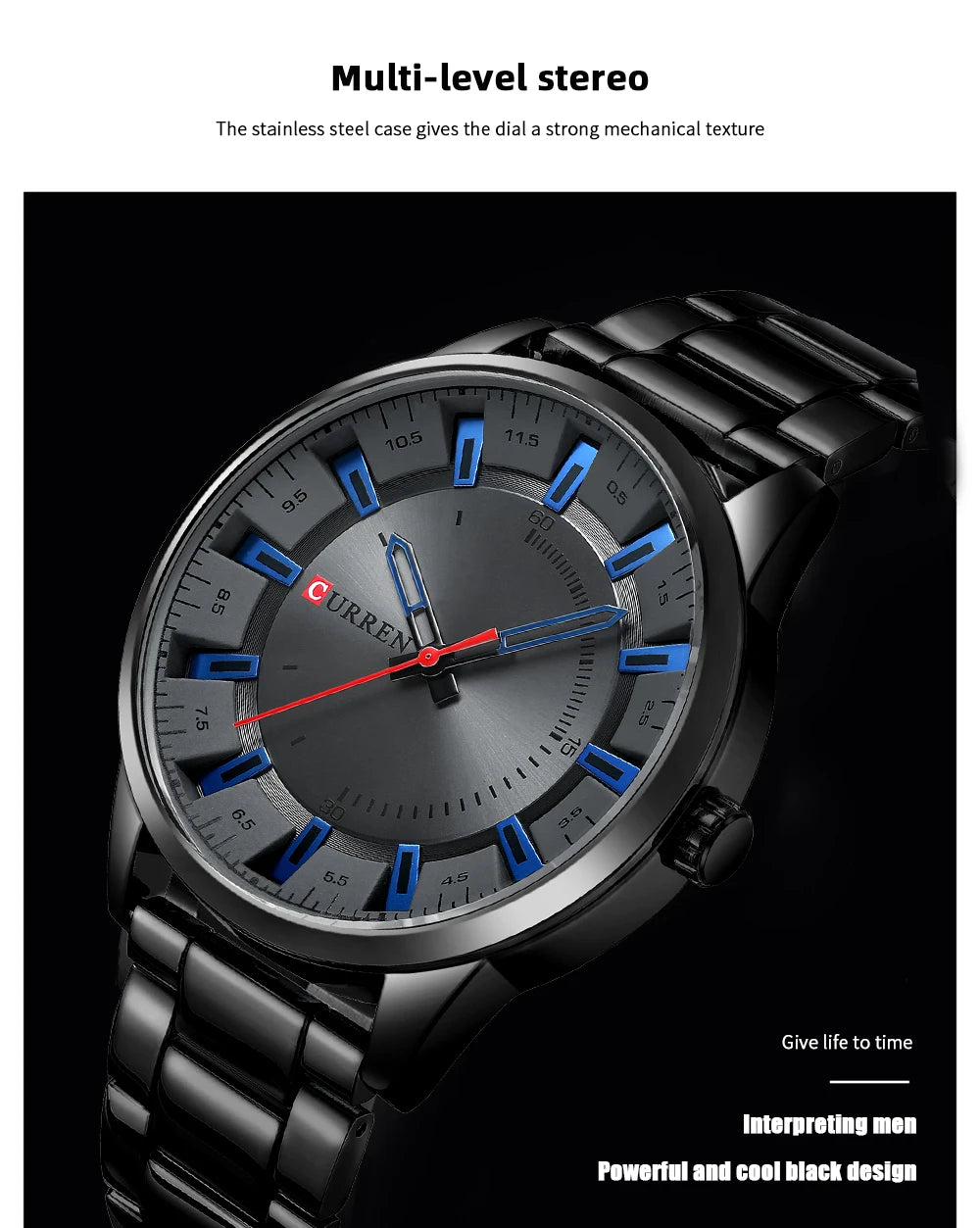 CURREN New Fashion Simple Style Men Watches Quartz Wristwatches Stainless Steel Band Clock Male with box