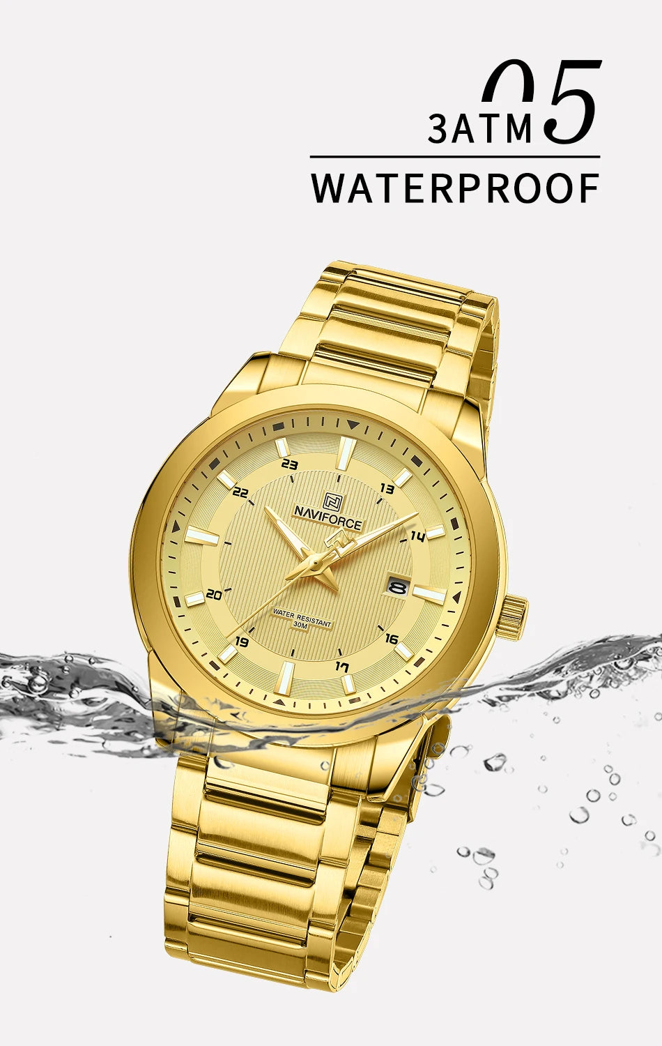 2024 Top Brand NAVIFORCE Mens Watches Stainless Steel Strap Casual Male Quartz Sports Wristwatch Luxury Waterproof Date Clock