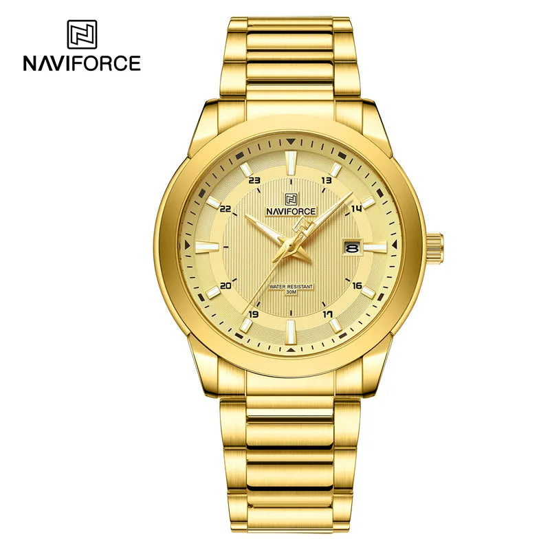 2024 Top Brand NAVIFORCE Mens Watches Stainless Steel Strap Casual Male Quartz Sports Wristwatch Luxury Waterproof Date Clock