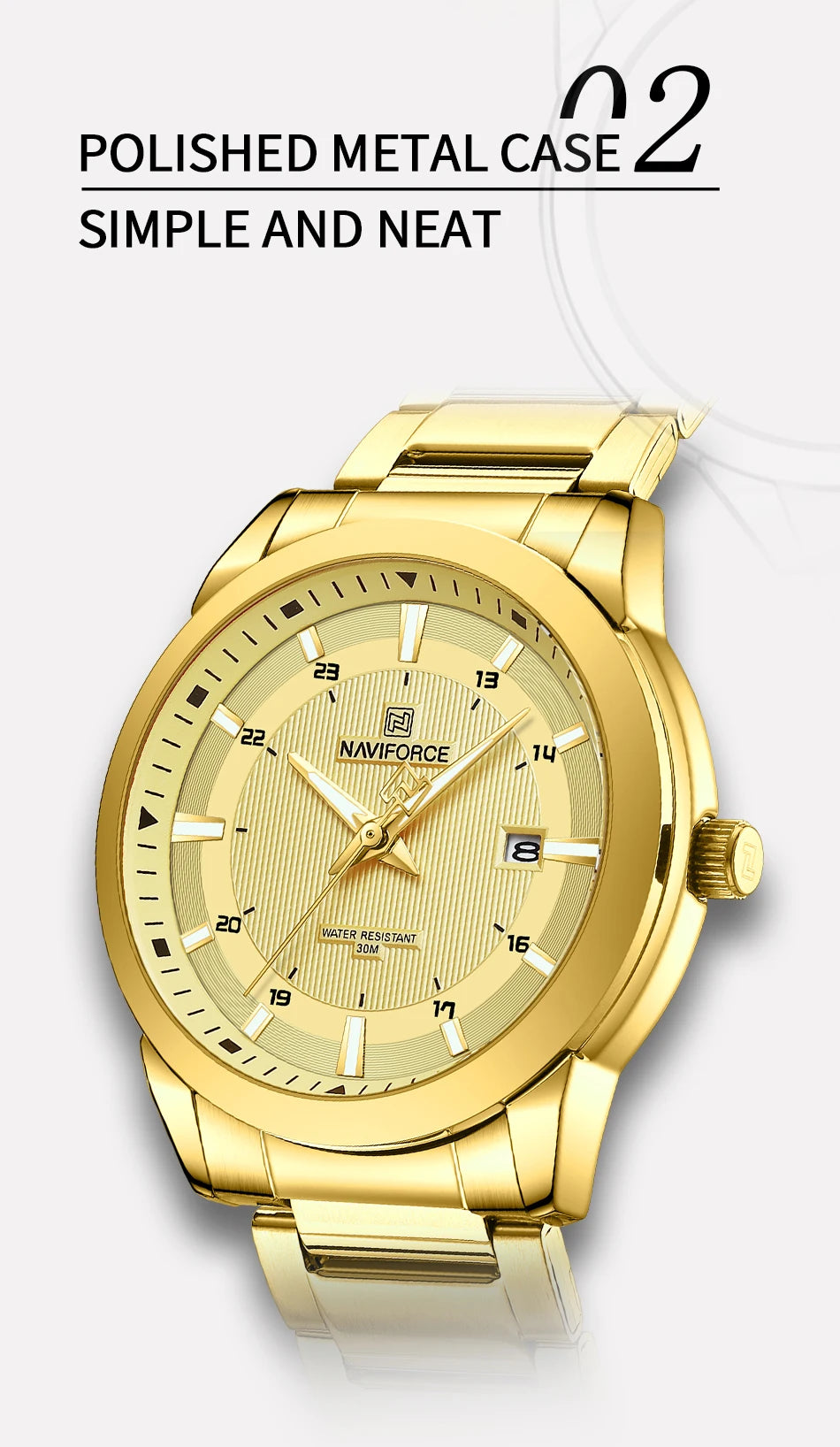 2024 Top Brand NAVIFORCE Mens Watches Stainless Steel Strap Casual Male Quartz Sports Wristwatch Luxury Waterproof Date Clock