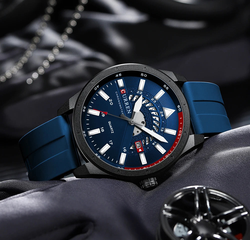 CURREN Fashion Men Watch Top Brand Luxury Waterproof Sport Mens Watches Silicone Automatic Date Military Wristwatch