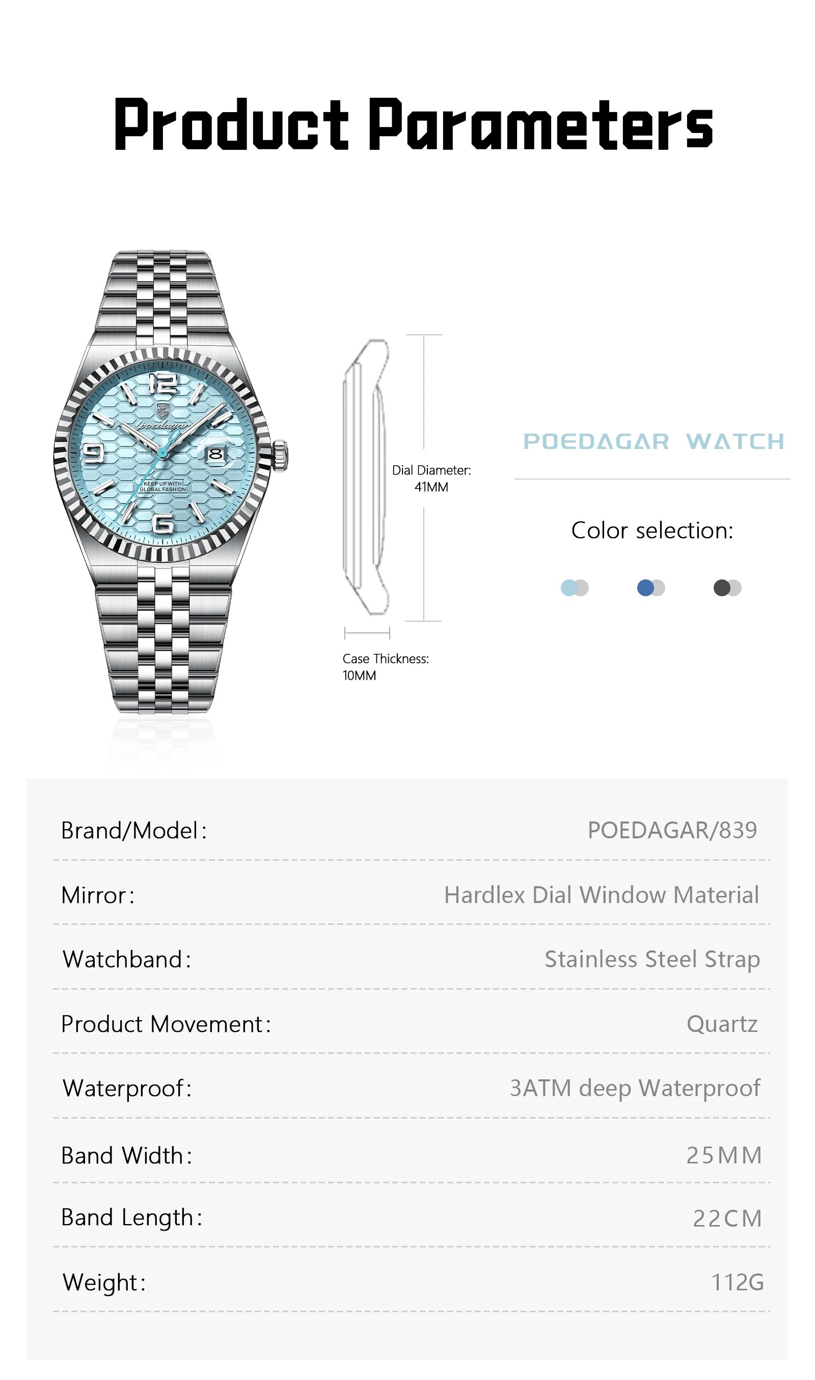 POEDAGAR High Quality Original Men Clock Waterproof Luminous Date Luxury Man Watch Stainless Steel Quartz Men's Watches Male+Box