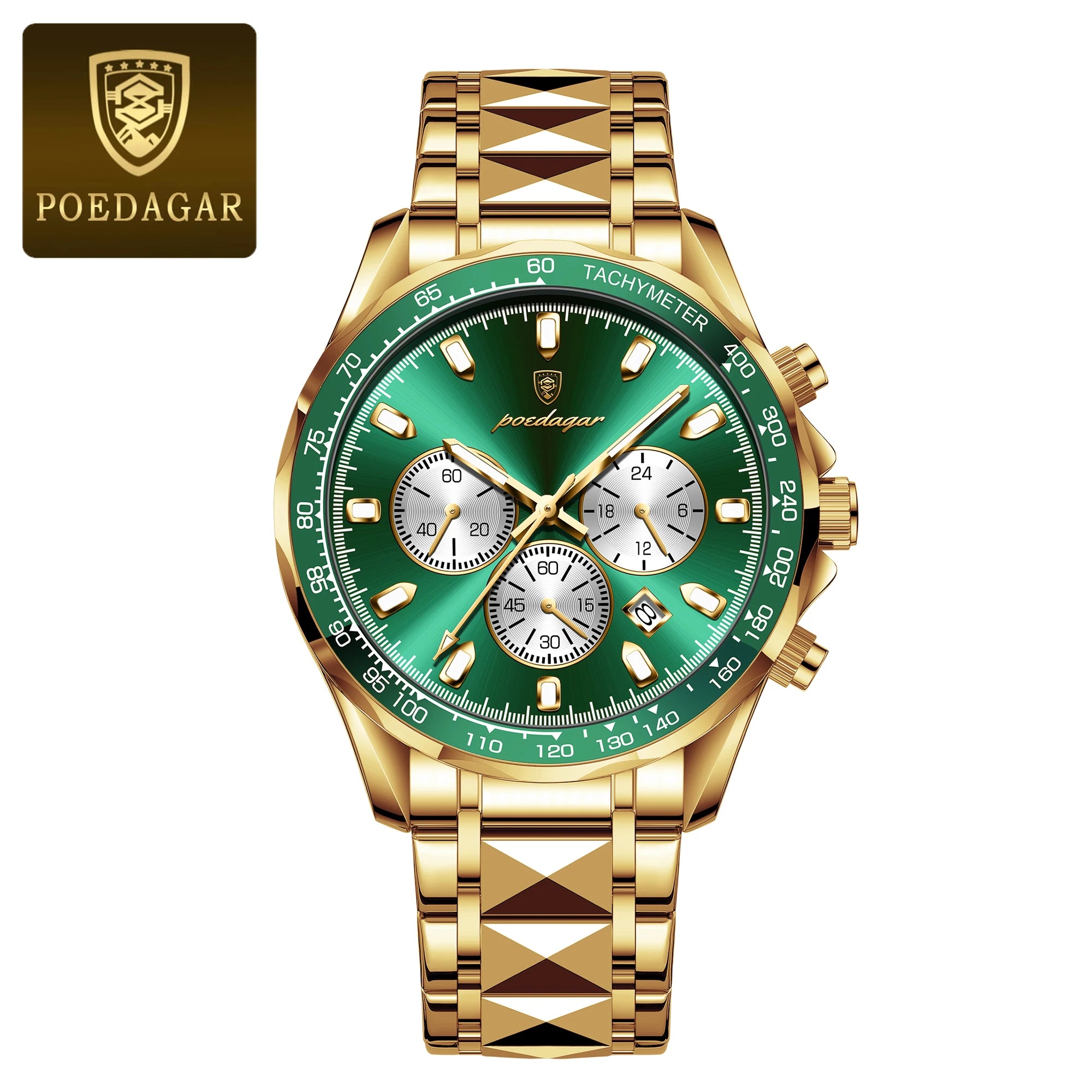 POEDAGAR Luxury Brand Men Watch Waterproof Luminous Stainless Steel Men's Watches Chronograph Date Quartz Business Watch For Man