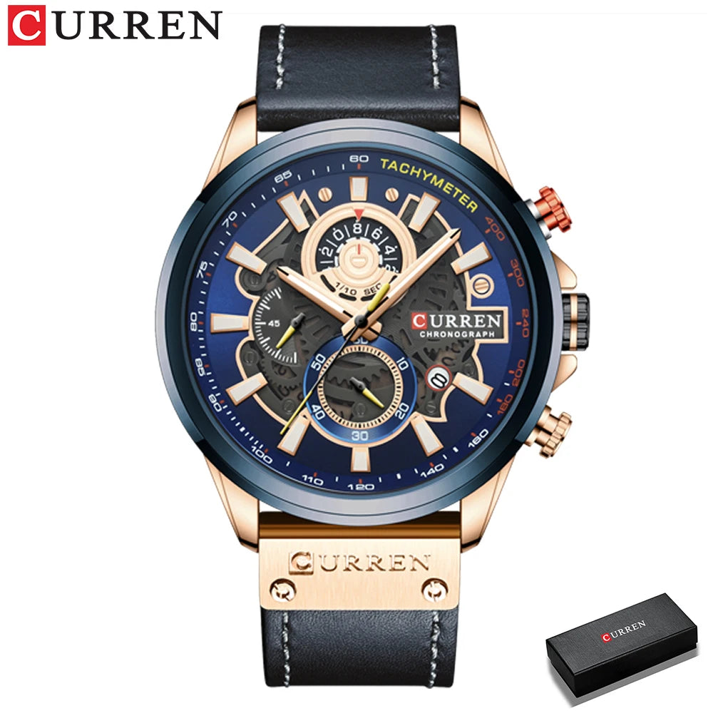 CURREN Watch for Men Top Brand Luxury Leather Strap Quartz Waterproof Wristwatch Fashion Casual Sports Watch Business Date Clock