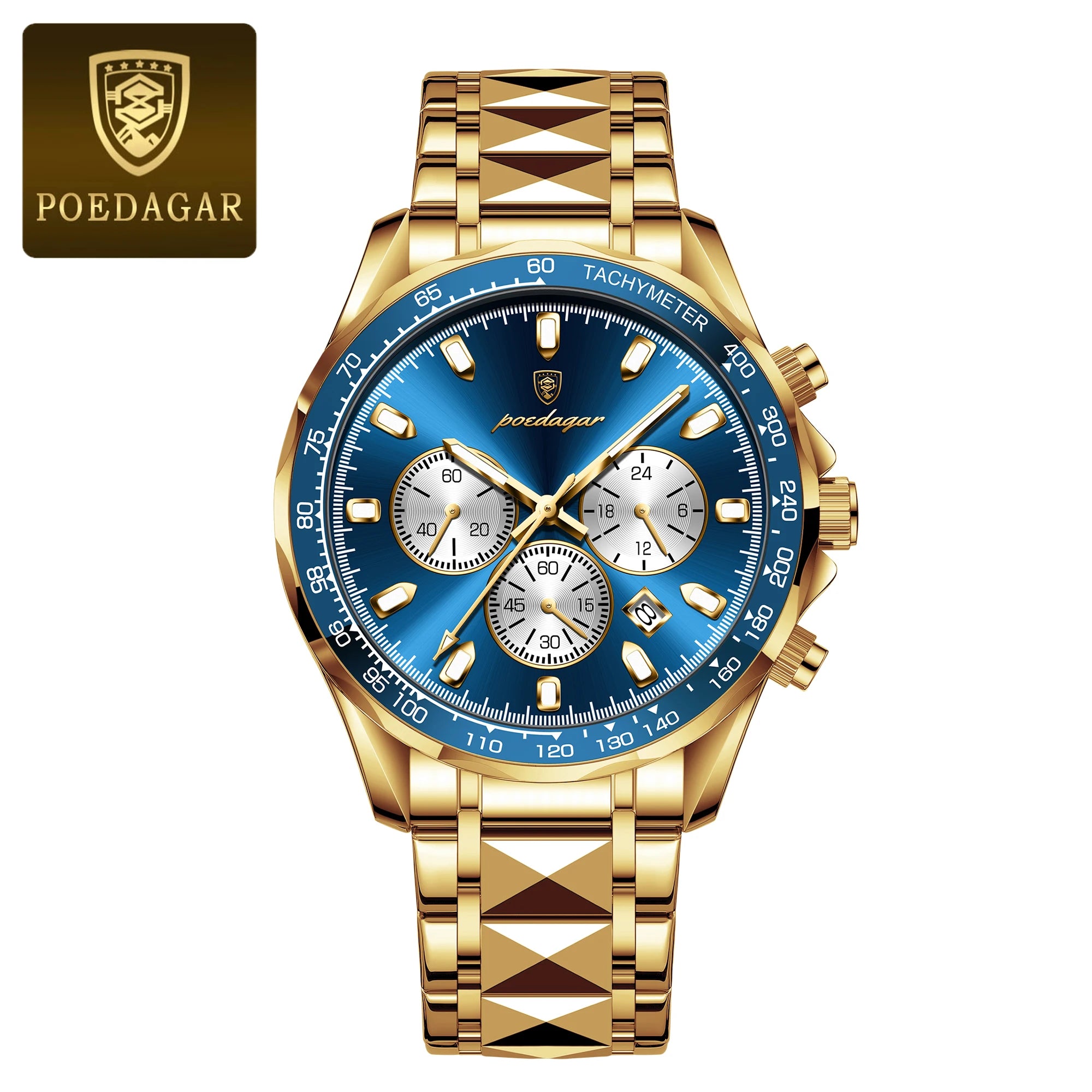 POEDAGAR Luxury Brand Men Watch Waterproof Luminous Stainless Steel Men's Watches Chronograph Date Quartz Business Watch For Man