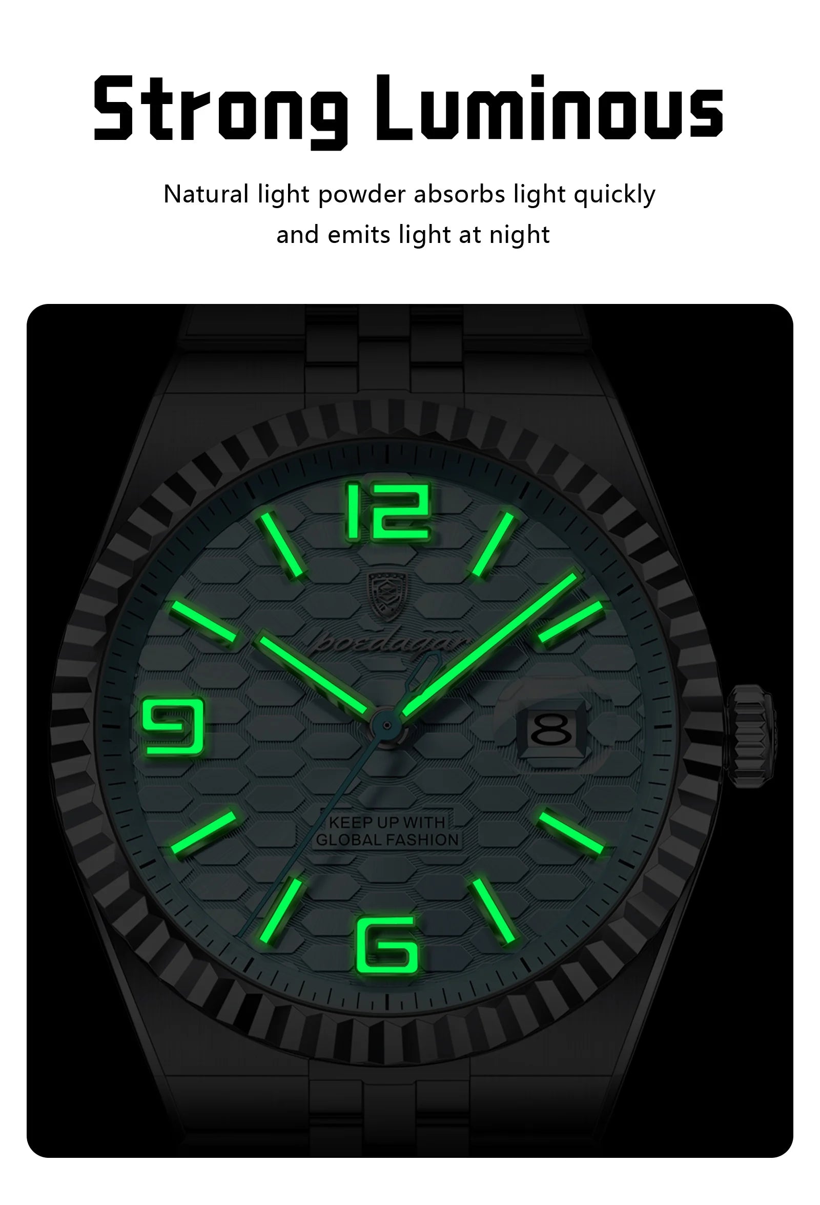 POEDAGAR High Quality Original Men Clock Waterproof Luminous Date Luxury Man Watch Stainless Steel Quartz Men's Watches Male+Box