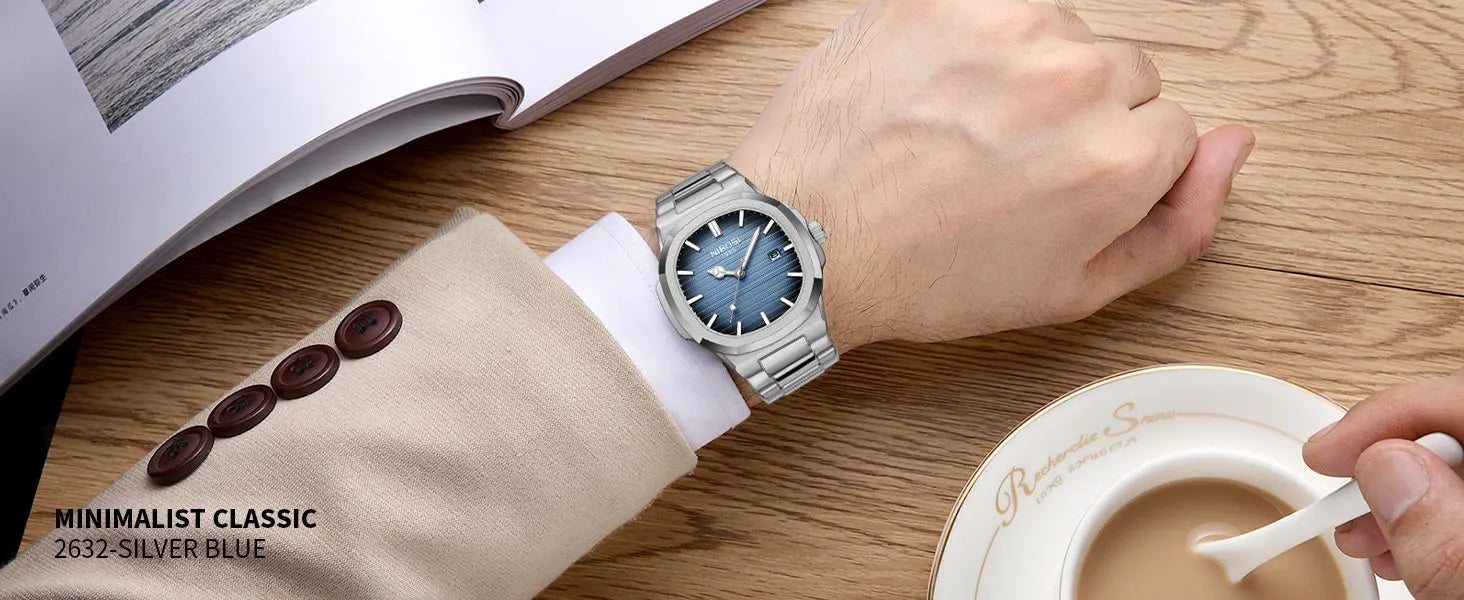 NIBOSI Men Watches Analog Quartz Stainless Steel Military Watches for Men Waterproof Business Classic Design Date Wrist Watch