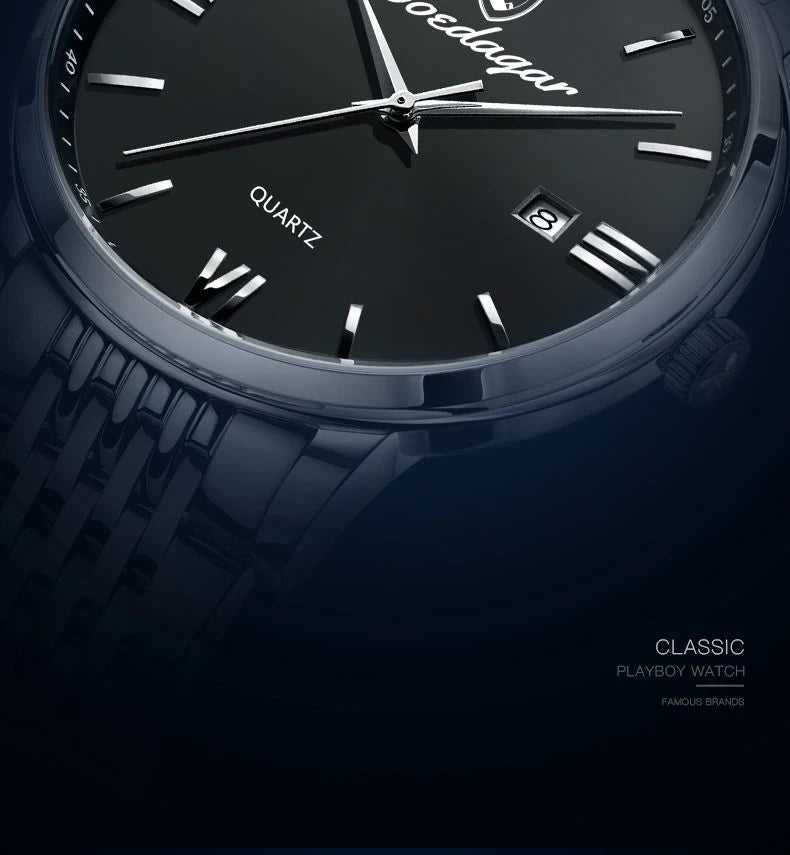 POEDAGAR Luxury Sports Men's Wristwatch Stainless Steel Waterproof Date Man Watch High Quality Casual Fashion Quartz Men Watches