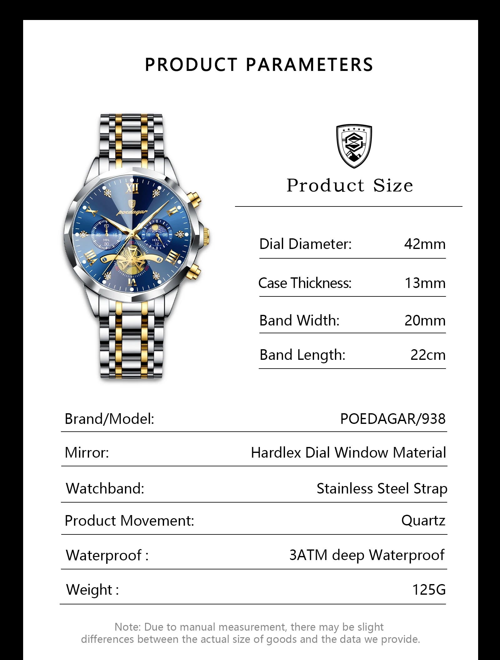 POEDAGAR Luxury Men Watch Top Original Waterproof Luminous Chronograph Man Wristwatch Stainless Steel Quartz Men's Watches Reloj