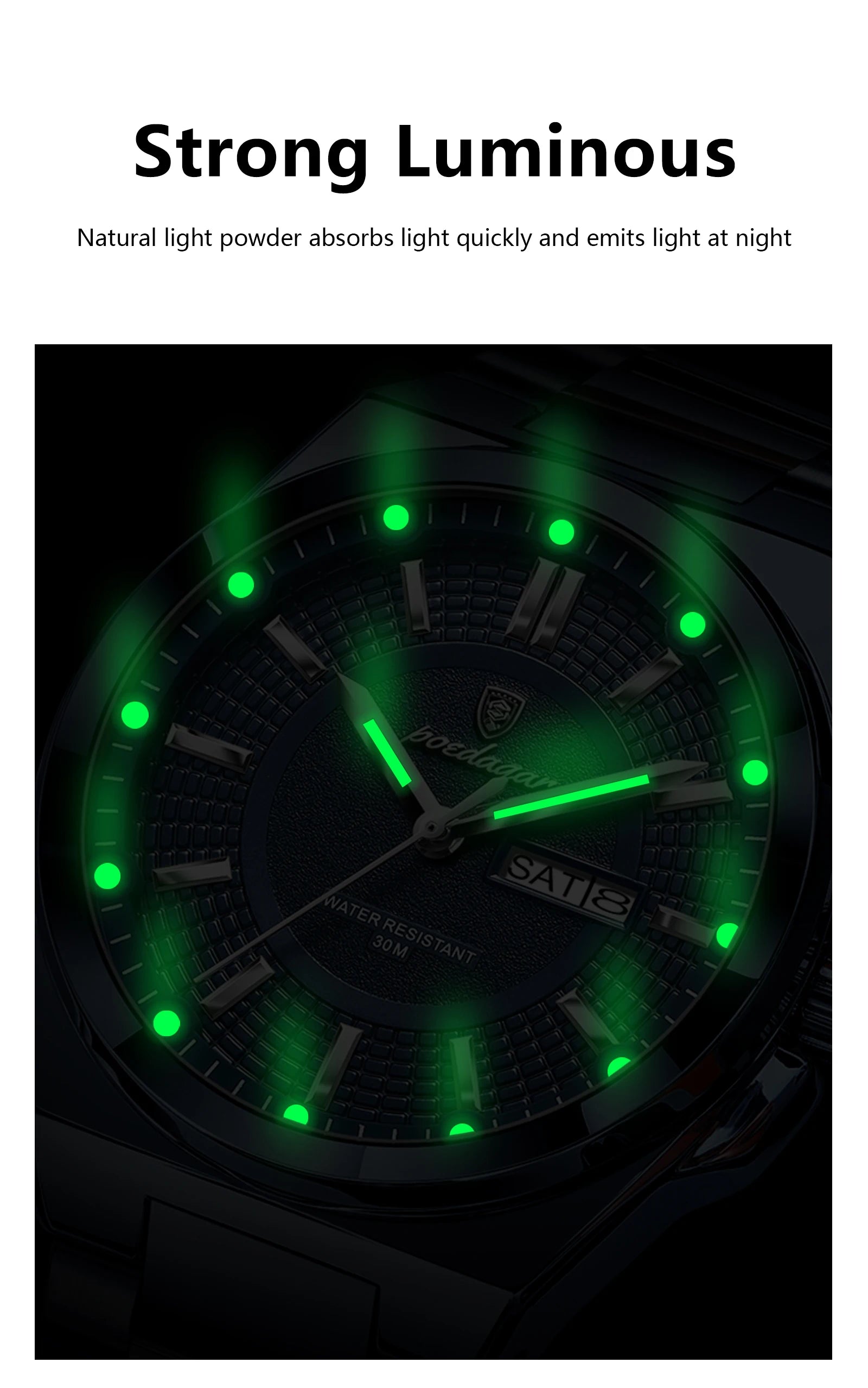 POEDAGAR Sport Original Men Clock Quartz Date Week Luxury Man Wristwatch Waterproof Luminous Stainless Steel Men's Watches Reloj