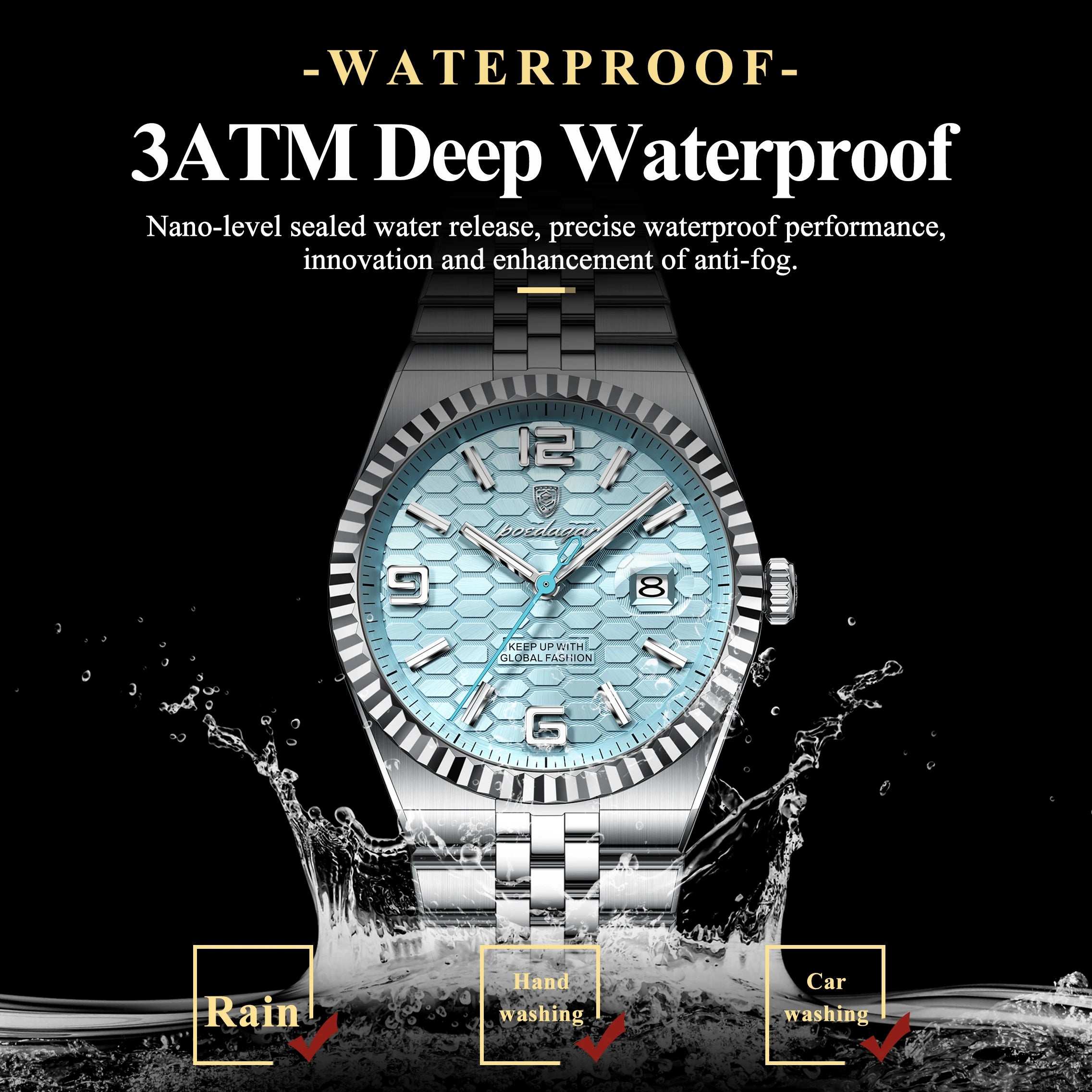 POEDAGAR High Quality Original Men Clock Waterproof Luminous Date Luxury Man Watch Stainless Steel Quartz Men's Watches Male+Box