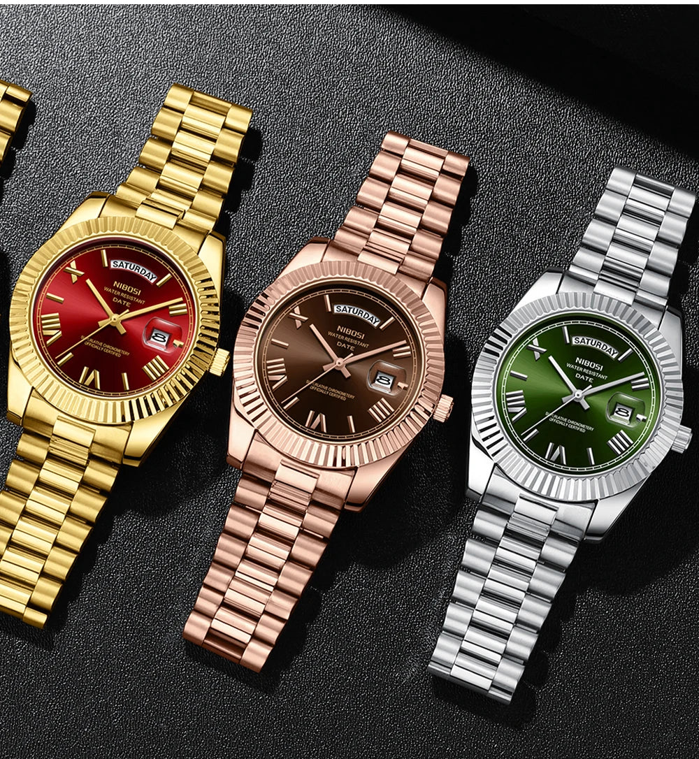NIBOSI Fashion Men Watches Top Brand Luxury Wristwatch Day Date Miyota Quartz Watch Men Waterproof Steel Male Clock Reloj Hombre