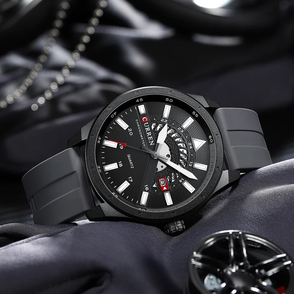 CURREN Fashion Men Watch Top Brand Luxury Waterproof Sport Mens Watches Silicone Automatic Date Military Wristwatch