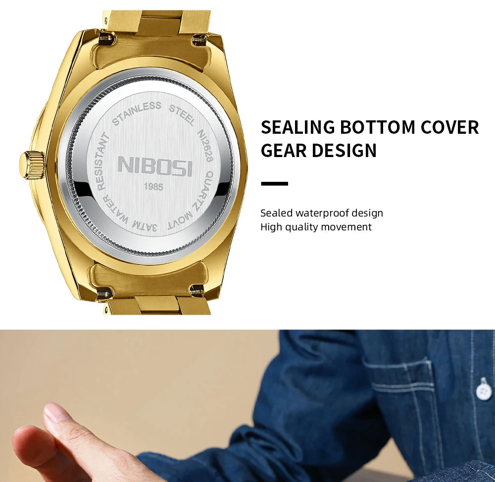 NIBOSI Fashion Men Watches Top Brand Luxury Wristwatch Day Date Miyota Quartz Watch Men Waterproof Steel Male Clock Reloj Hombre