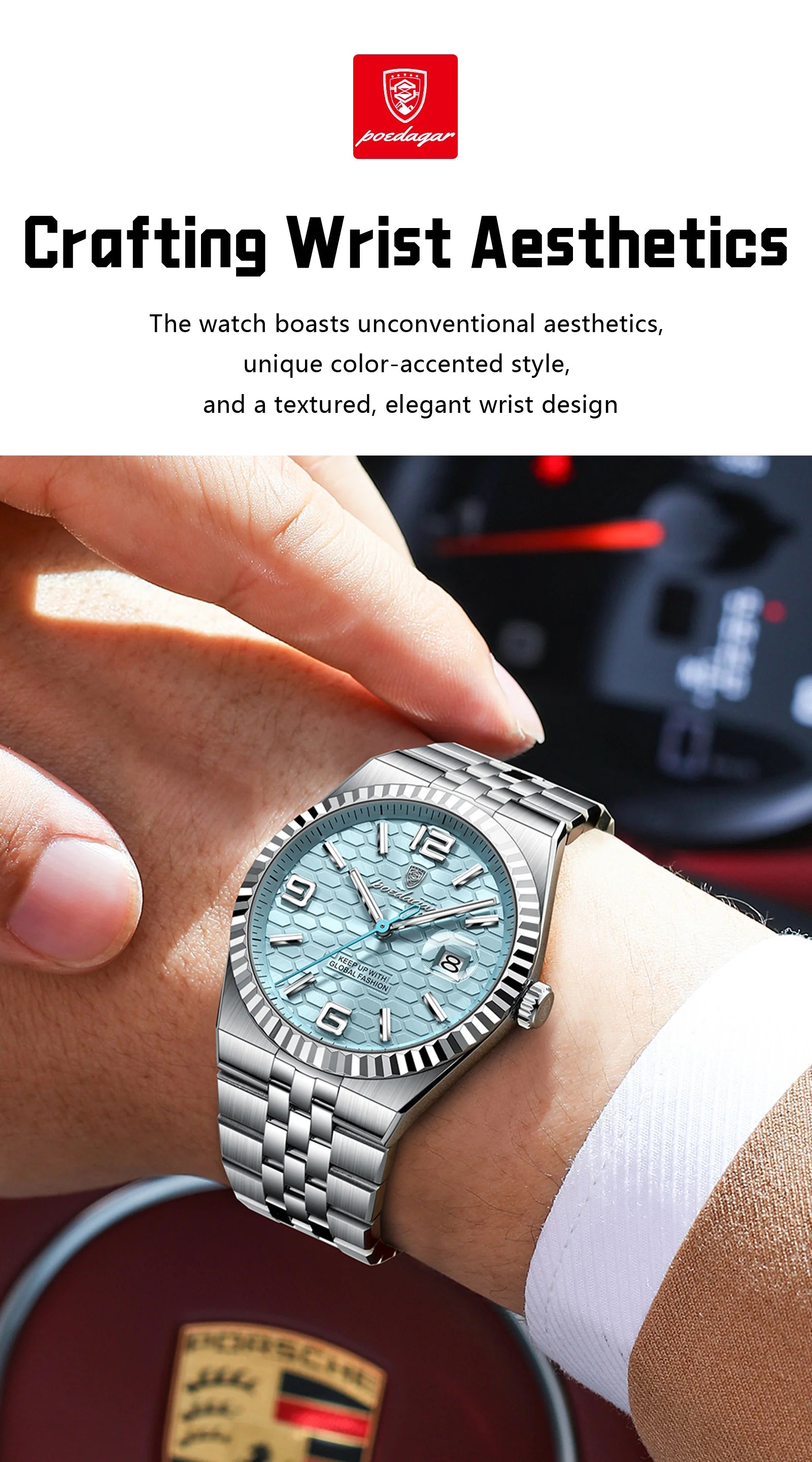 POEDAGAR High Quality Original Men Clock Waterproof Luminous Date Luxury Man Watch Stainless Steel Quartz Men's Watches Male+Box