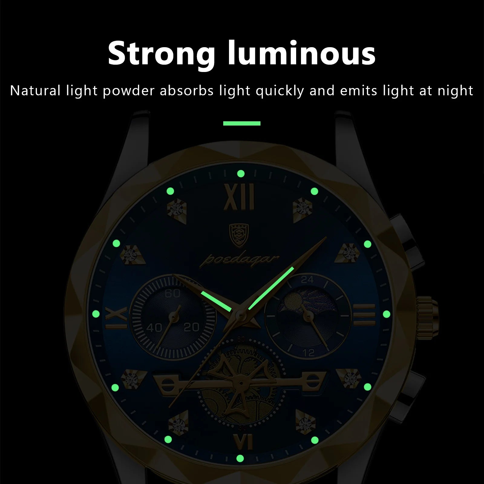 POEDAGAR Luxury Man Wristwatch Chronograph Waterproof Luminous Men Watch Stainless Steel High Quality Sport Men's Quartz Watches
