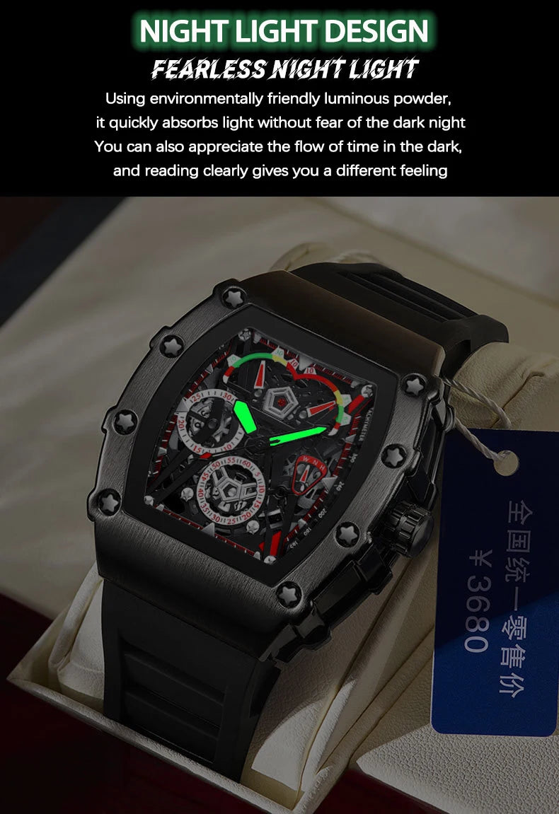 UTHAI CQ309 Fashion Men watch Waterproof Night Light Calendar Wine Bucket Silicone Strap Quartz Watch Men's watches