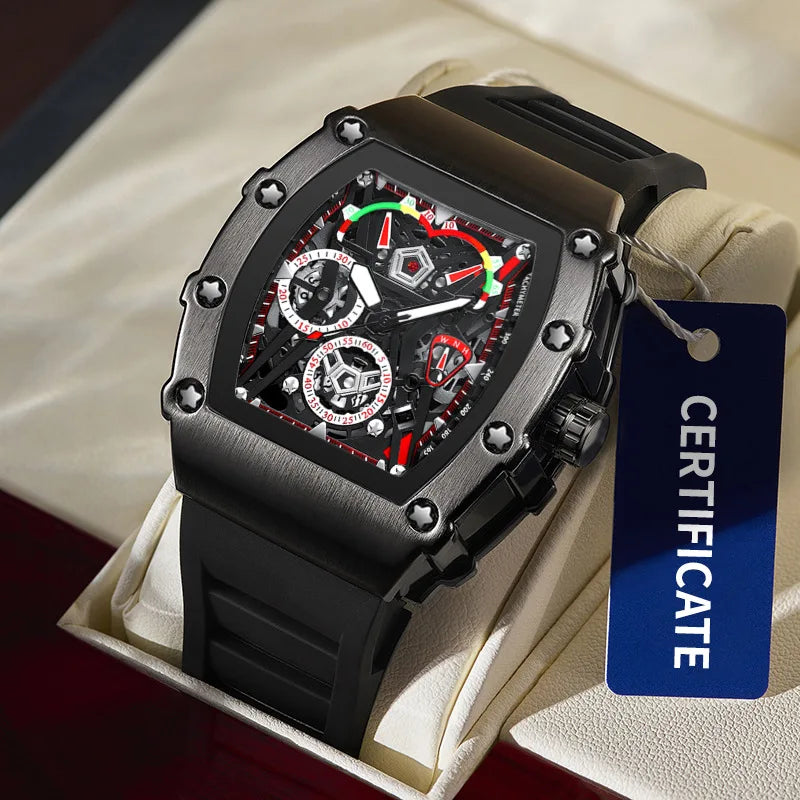 UTHAI CQ309 Fashion Men watch Waterproof Night Light Calendar Wine Bucket Silicone Strap Quartz Watch Men's watches