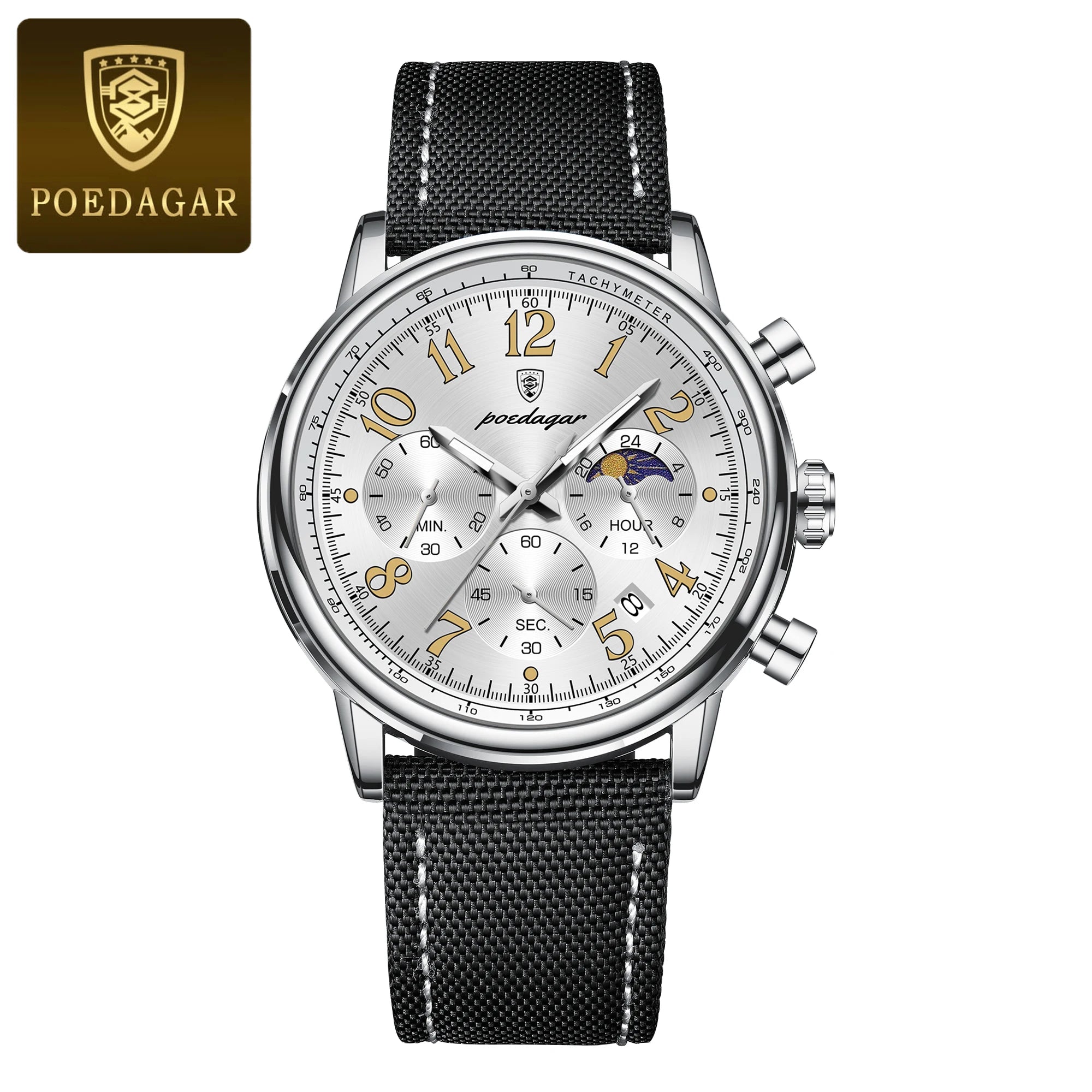 POEDAGAR Luxury Sports Military Men Watch Waterproof Luminous Chronograph Nylon Leather Date Man Wristwatch Quartz Men's Watches