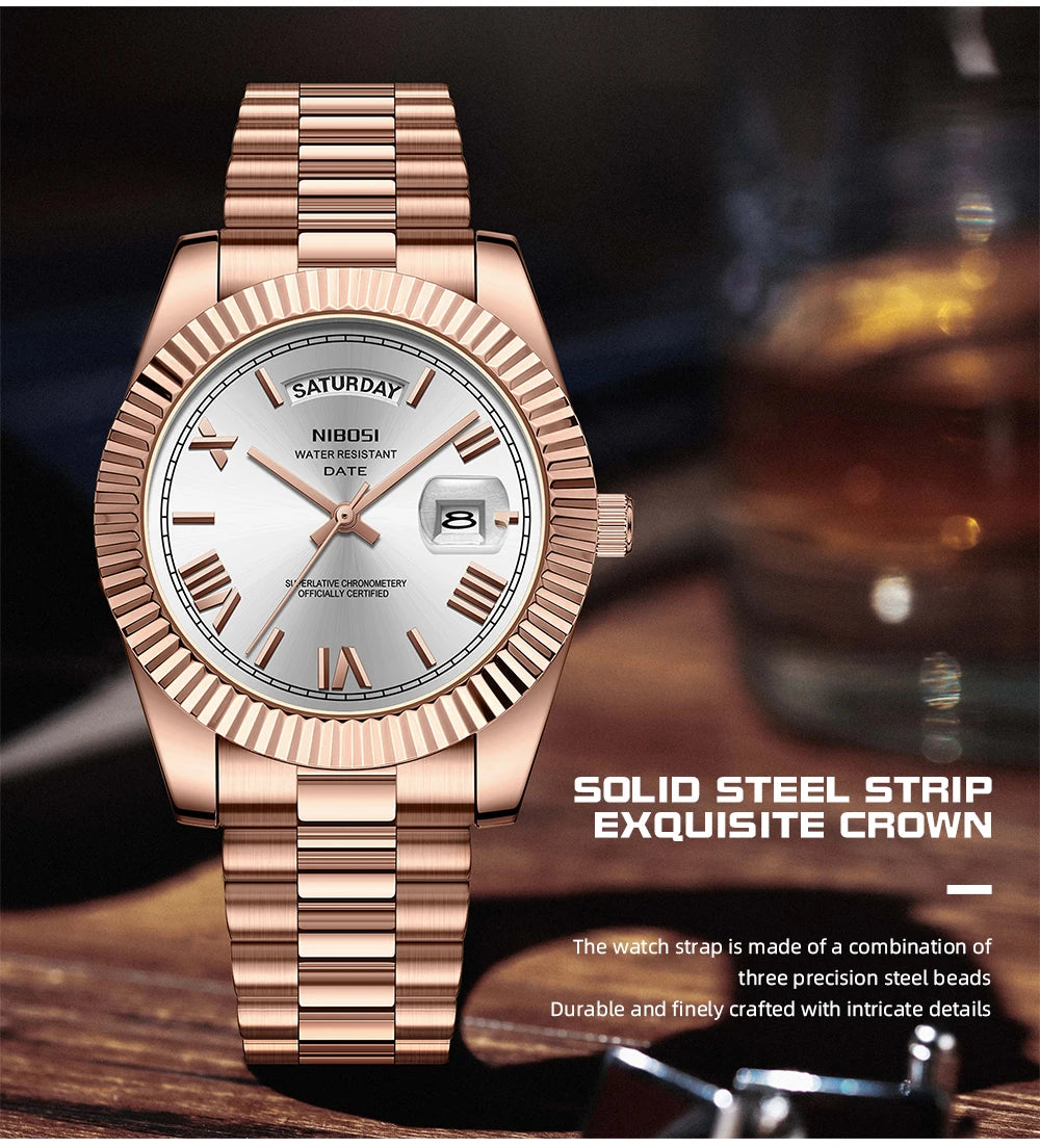 NIBOSI Fashion Men Watches Top Brand Luxury Wristwatch Day Date Miyota Quartz Watch Men Waterproof Steel Male Clock Reloj Hombre