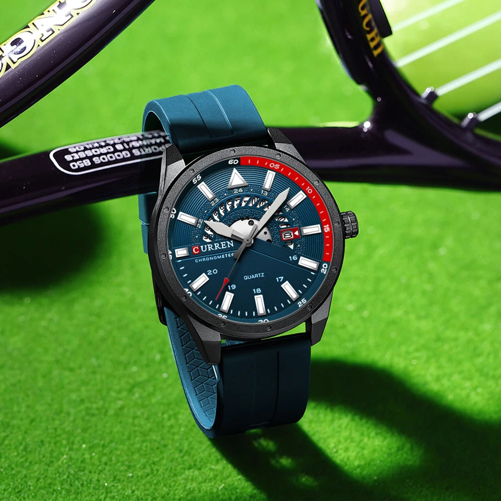 CURREN Fashion Men Watch Top Brand Luxury Waterproof Sport Mens Watches Silicone Automatic Date Military Wristwatch