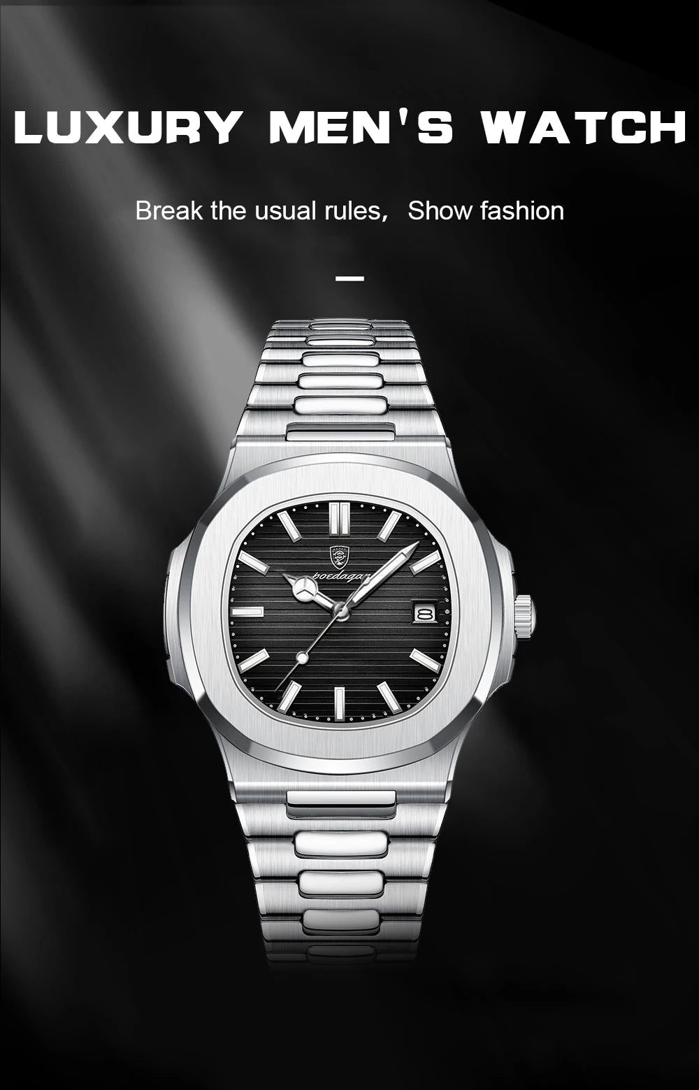 POEDAGAR Top Luxury Brand Man Watch Sports Waterproof Luminous Date Men Wristwatch Square Dial Quartz Men's Watches High Quality