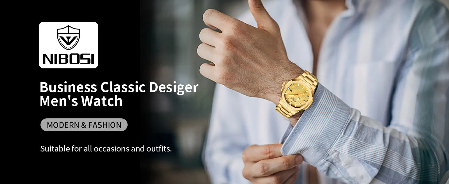 NIBOSI Men Watches Analog Quartz Stainless Steel Military Watches for Men Waterproof Business Classic Design Date Wrist Watch