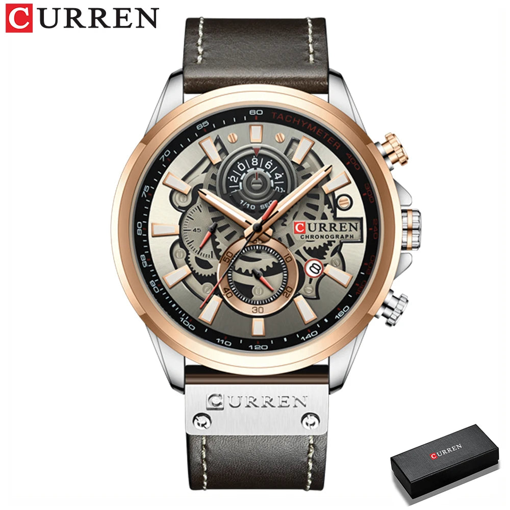 CURREN Watch for Men Top Brand Luxury Leather Strap Quartz Waterproof Wristwatch Fashion Casual Sports Watch Business Date Clock