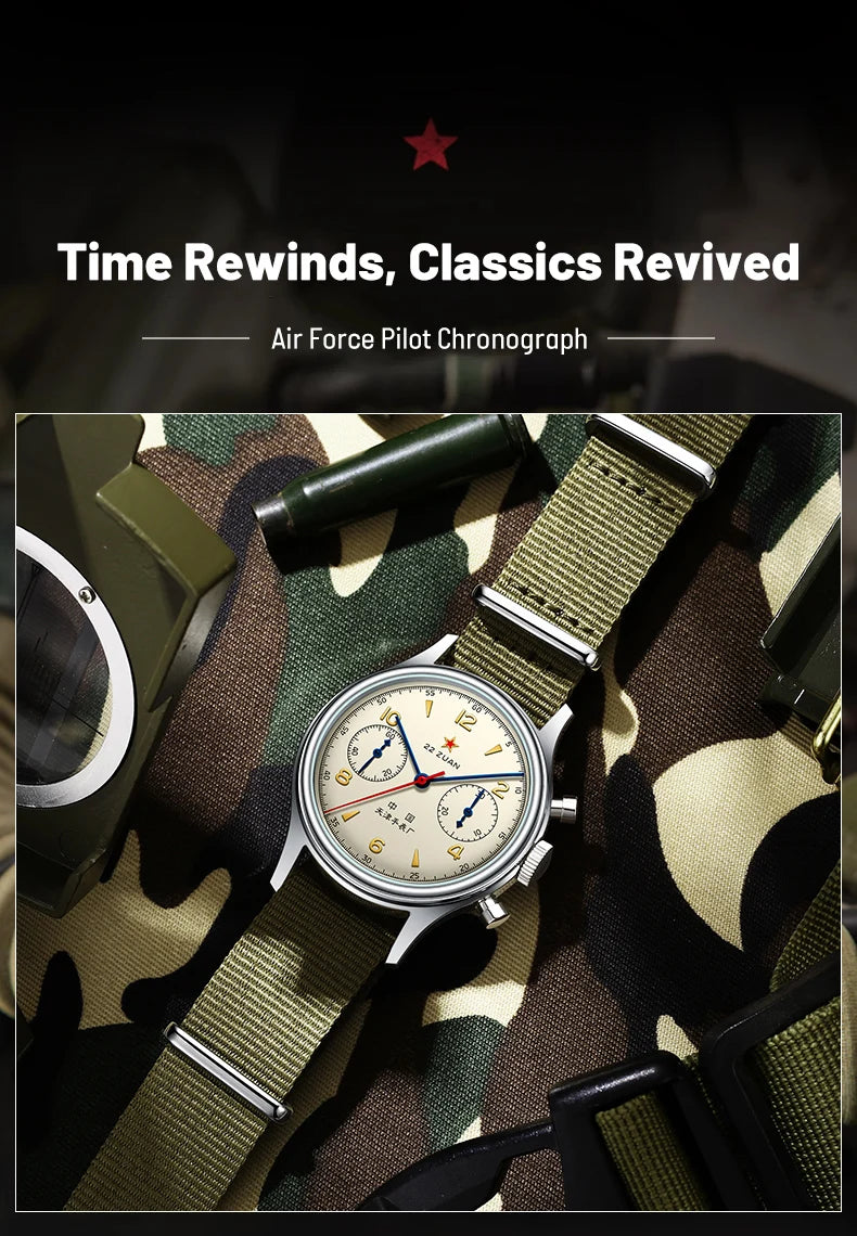 Seagull 1963 International Edition Men's Mechanical Watch Pilot Clock ST1901 Retro Chronograph Wristwatch Air Force Aviation New