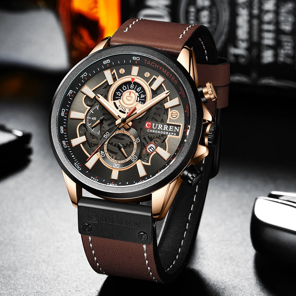 CURREN Watch for Men Top Brand Luxury Leather Strap Quartz Waterproof Wristwatch Fashion Casual Sports Watch Business Date Clock