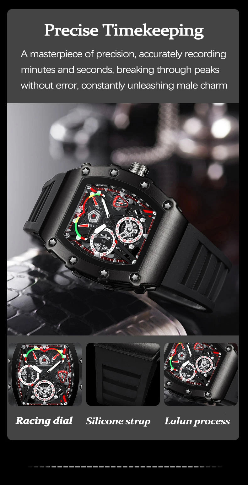 UTHAI CQ309 Fashion Men watch Waterproof Night Light Calendar Wine Bucket Silicone Strap Quartz Watch Men's watches