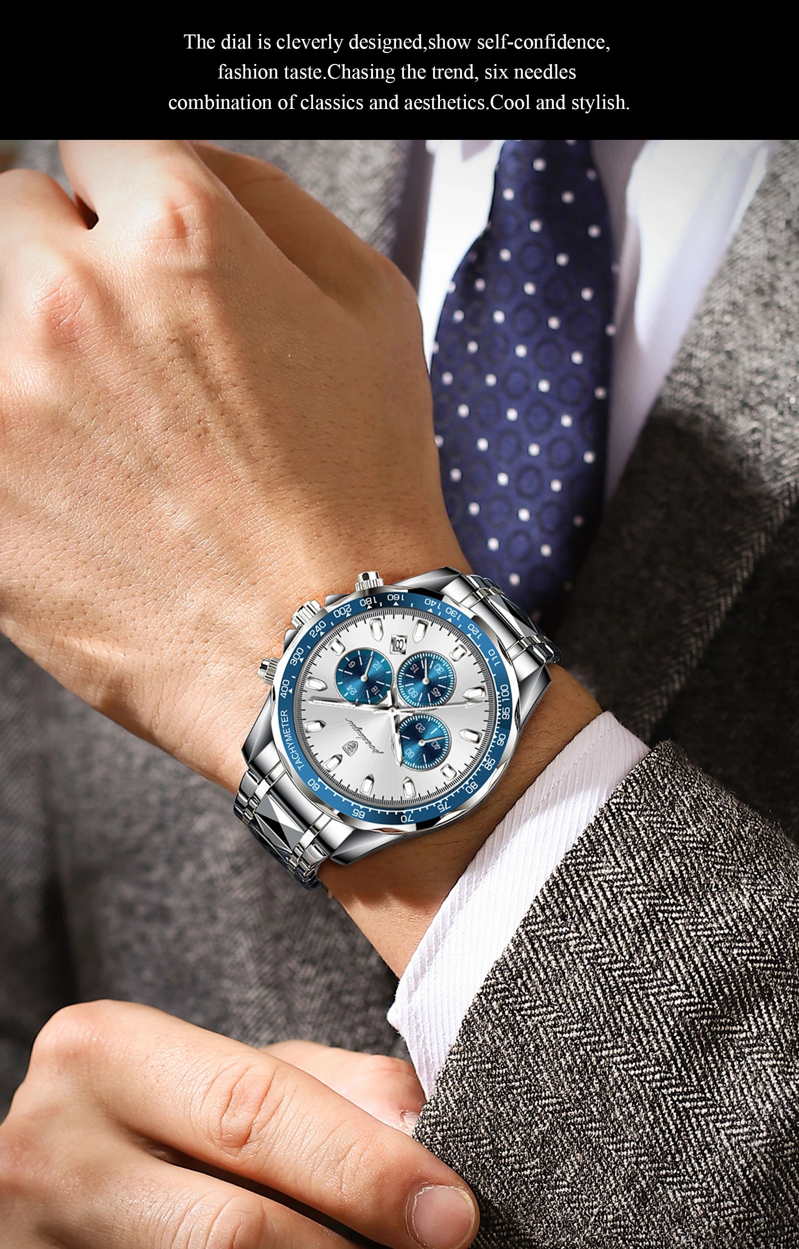 POEDAGAR Luxury Brand Men Watch Waterproof Luminous Stainless Steel Men's Watches Chronograph Date Quartz Business Watch For Man