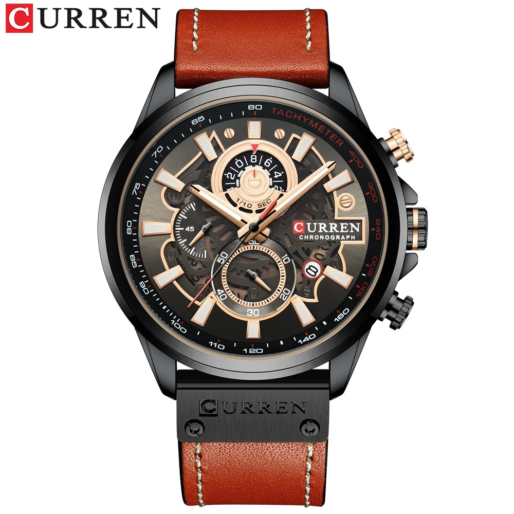 CURREN Watch for Men Top Brand Luxury Leather Strap Quartz Waterproof Wristwatch Fashion Casual Sports Watch Business Date Clock