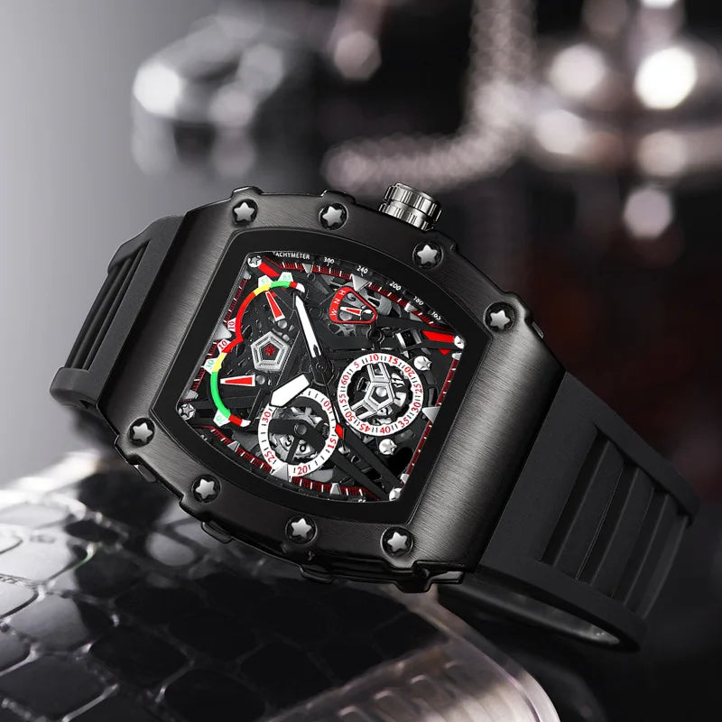 UTHAI CQ309 Fashion Men watch Waterproof Night Light Calendar Wine Bucket Silicone Strap Quartz Watch Men's watches