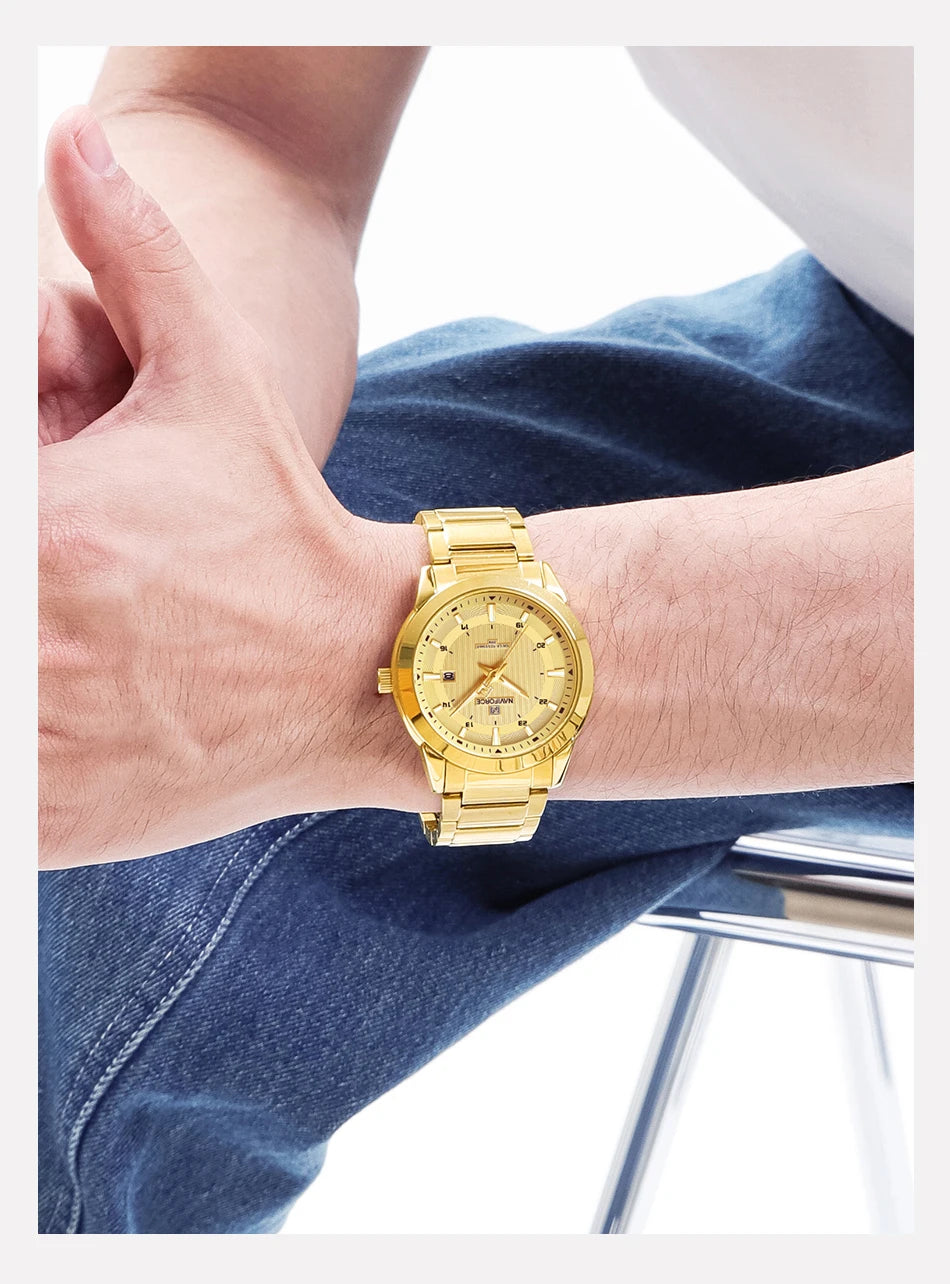 2024 Top Brand NAVIFORCE Mens Watches Stainless Steel Strap Casual Male Quartz Sports Wristwatch Luxury Waterproof Date Clock