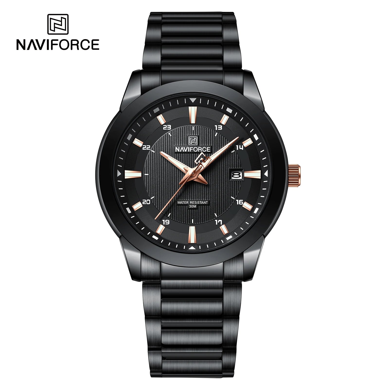 2024 Top Brand NAVIFORCE Mens Watches Stainless Steel Strap Casual Male Quartz Sports Wristwatch Luxury Waterproof Date Clock