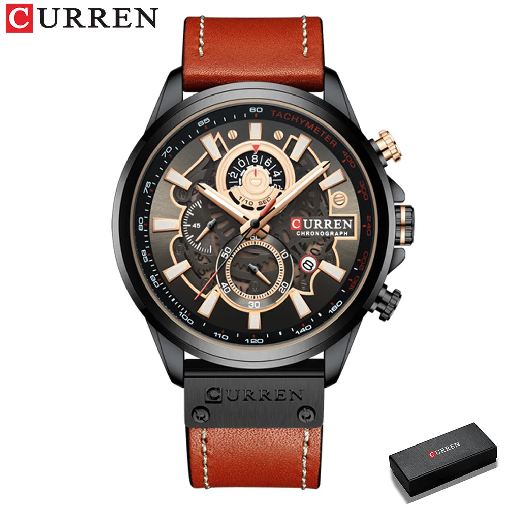 CURREN Watch for Men Top Brand Luxury Leather Strap Quartz Waterproof Wristwatch Fashion Casual Sports Watch Business Date Clock