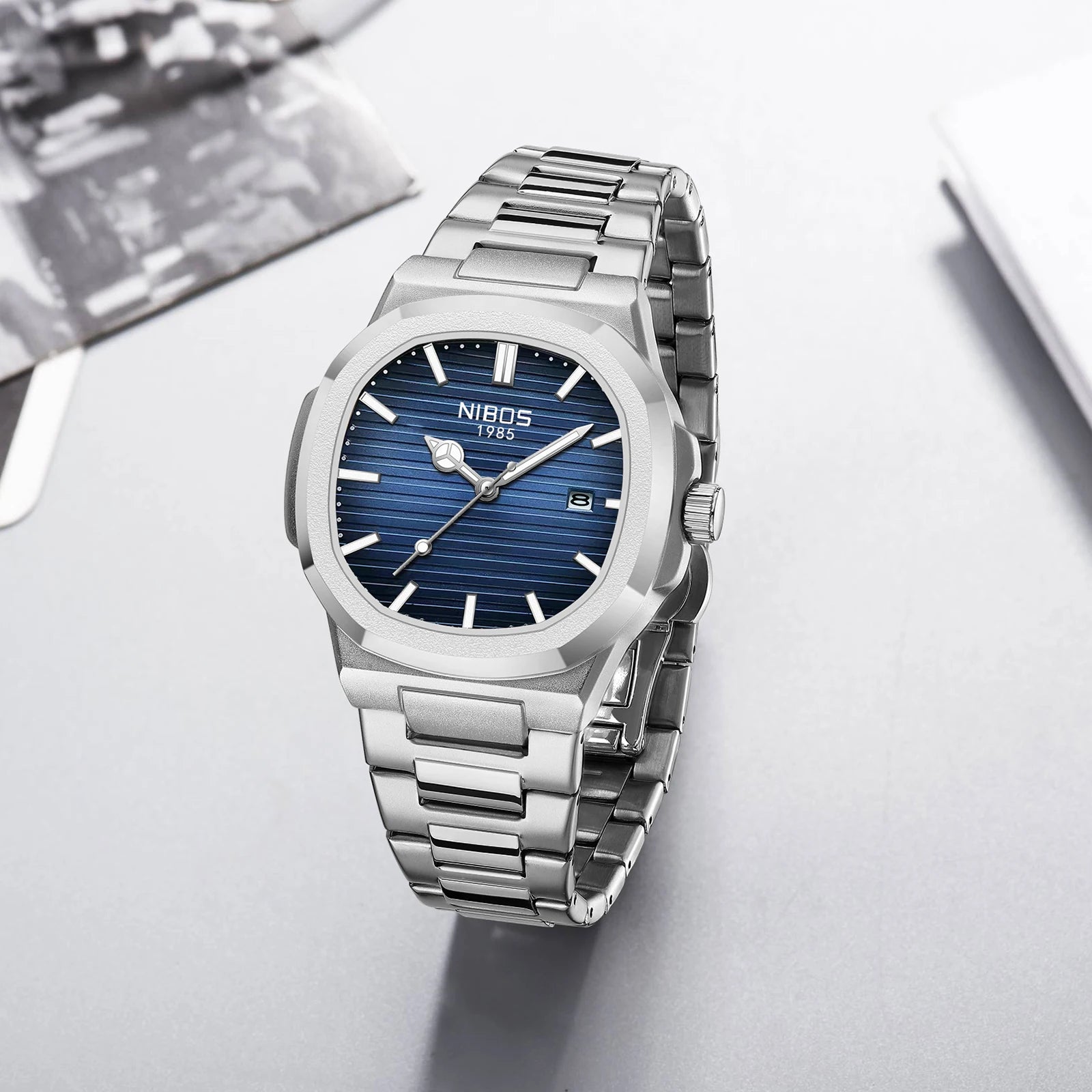 NIBOSI Men Watches Analog Quartz Stainless Steel Military Watches for Men Waterproof Business Classic Design Date Wrist Watch