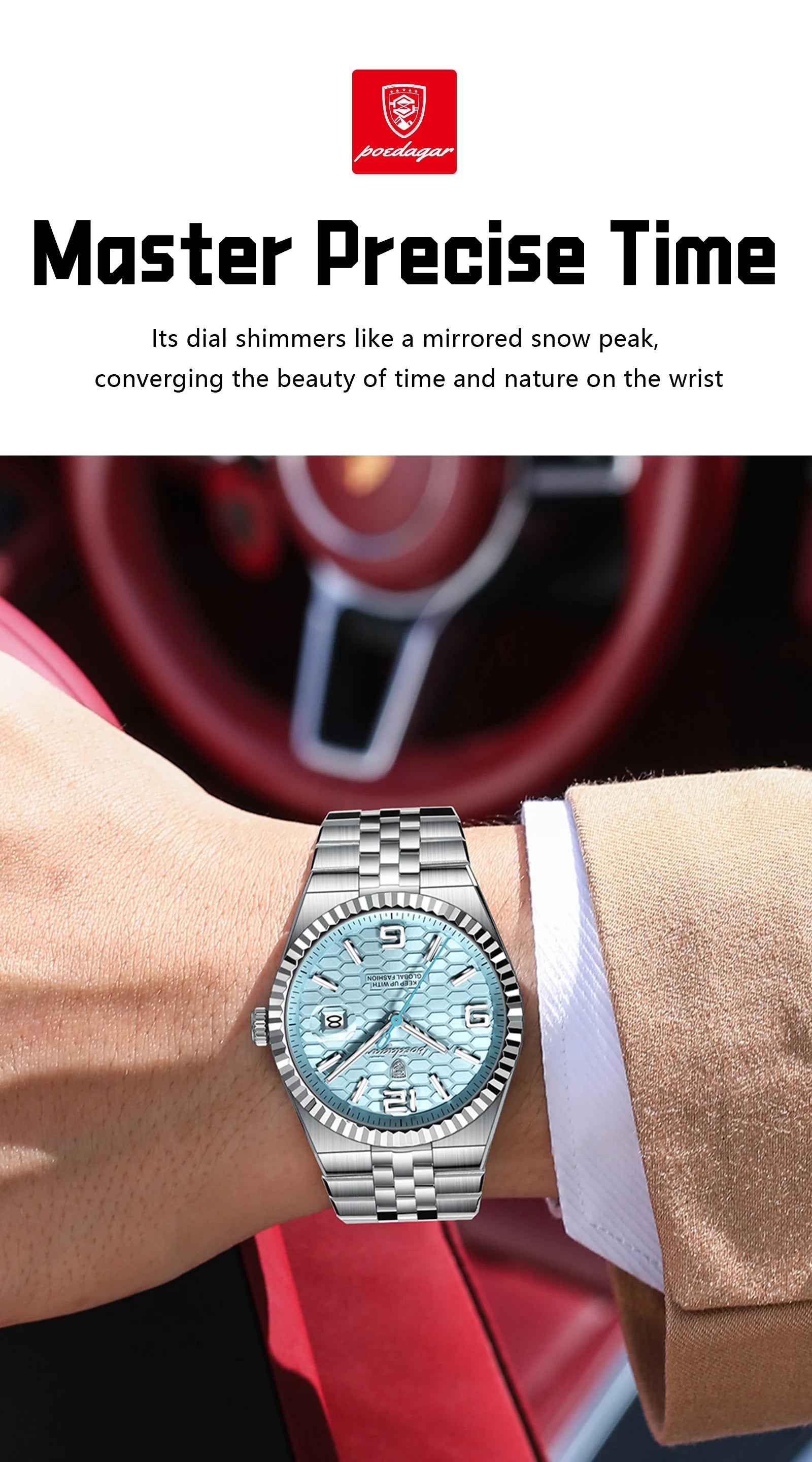 POEDAGAR High Quality Original Men Clock Waterproof Luminous Date Luxury Man Watch Stainless Steel Quartz Men's Watches Male+Box