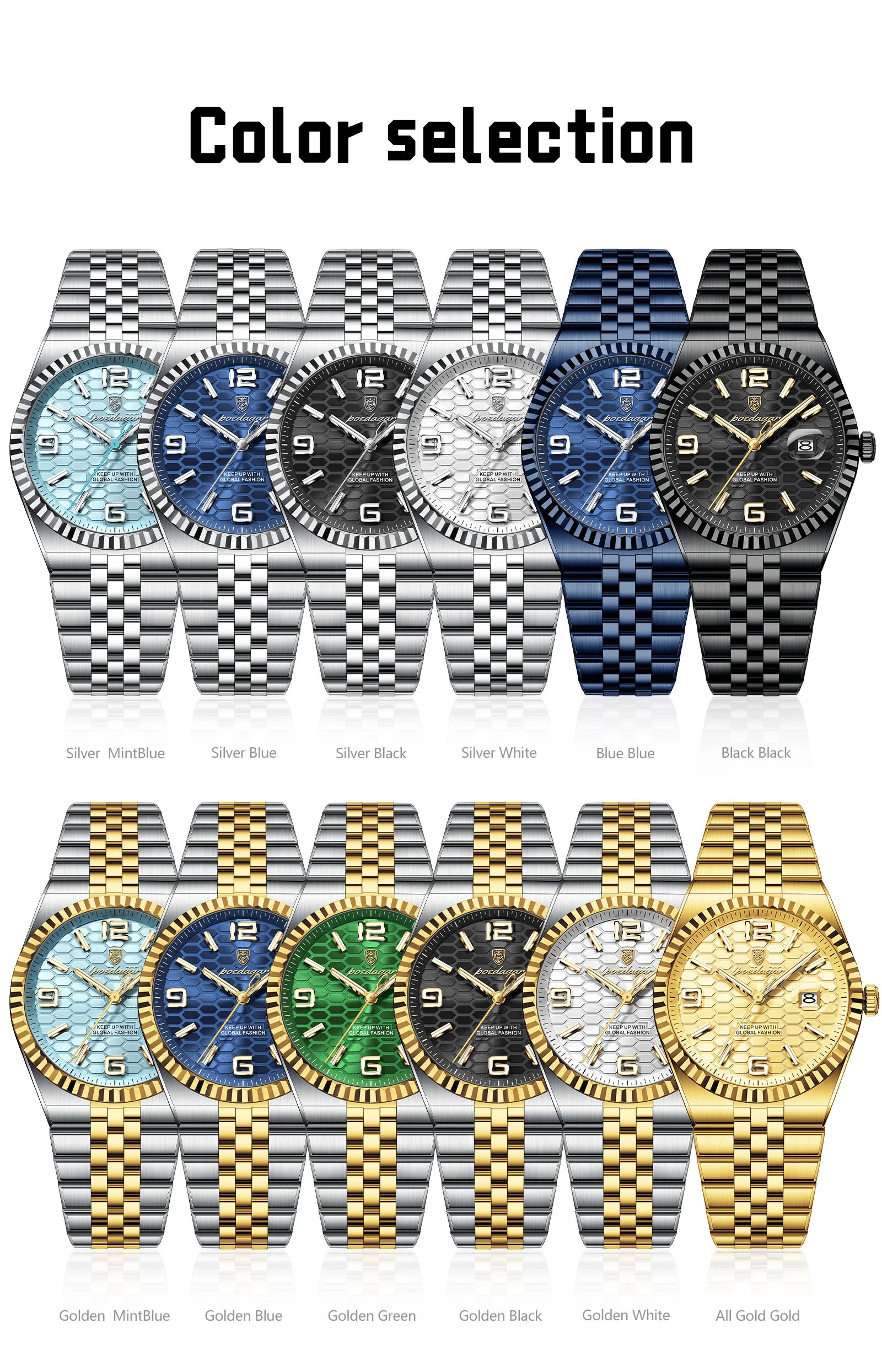 POEDAGAR High Quality Original Men Clock Waterproof Luminous Date Luxury Man Watch Stainless Steel Quartz Men's Watches Male+Box