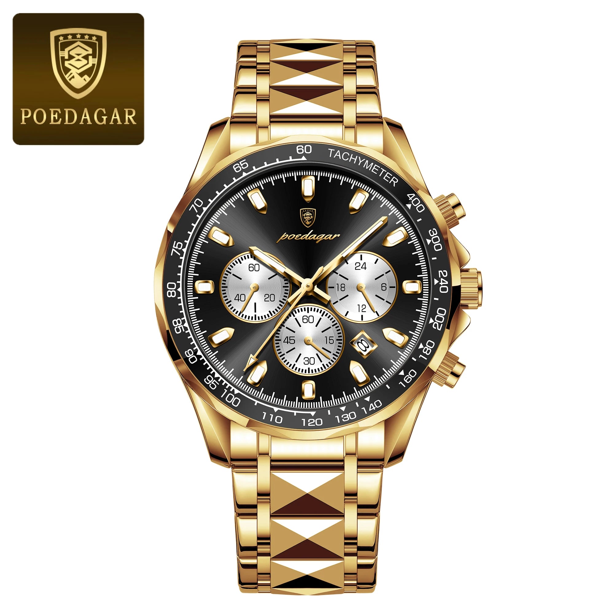 POEDAGAR Luxury Brand Men Watch Waterproof Luminous Stainless Steel Men's Watches Chronograph Date Quartz Business Watch For Man