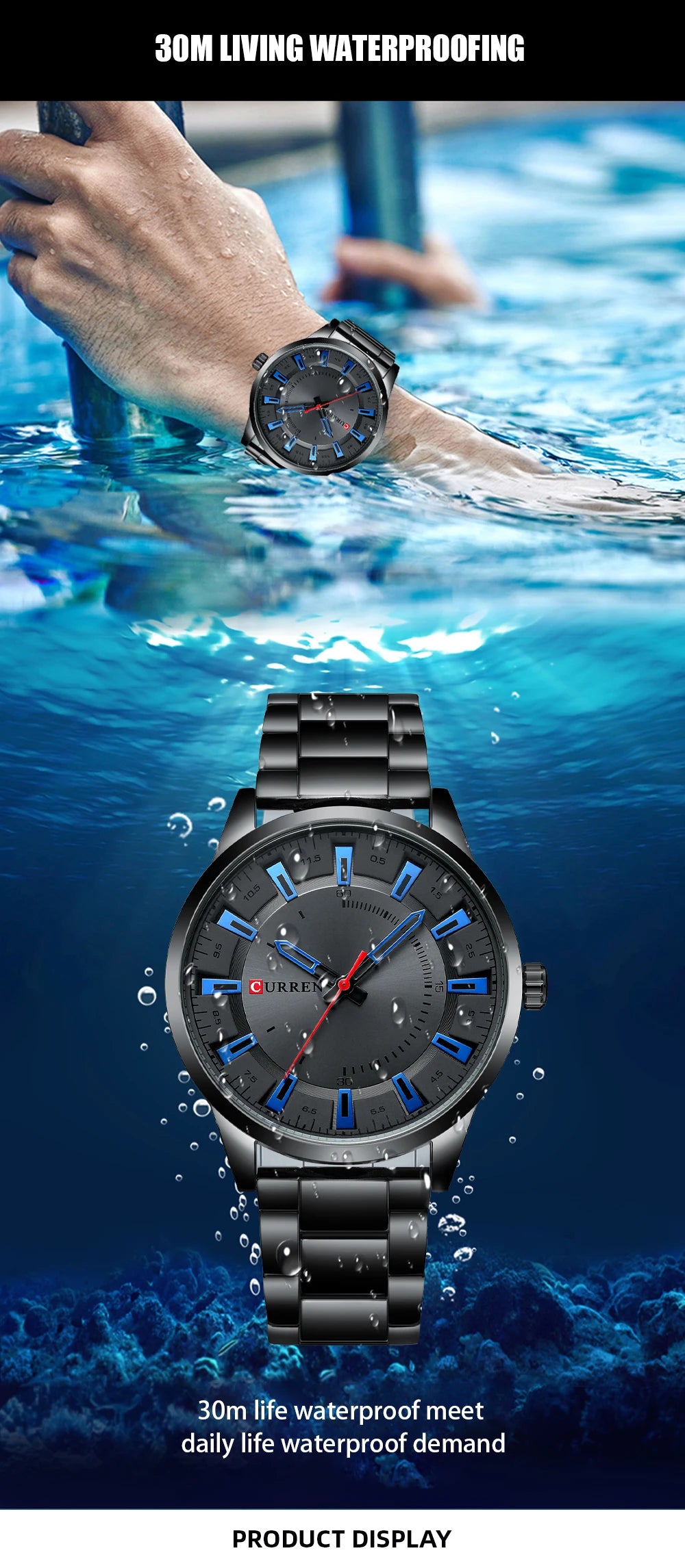 CURREN New Fashion Simple Style Men Watches Quartz Wristwatches Stainless Steel Band Clock Male with box