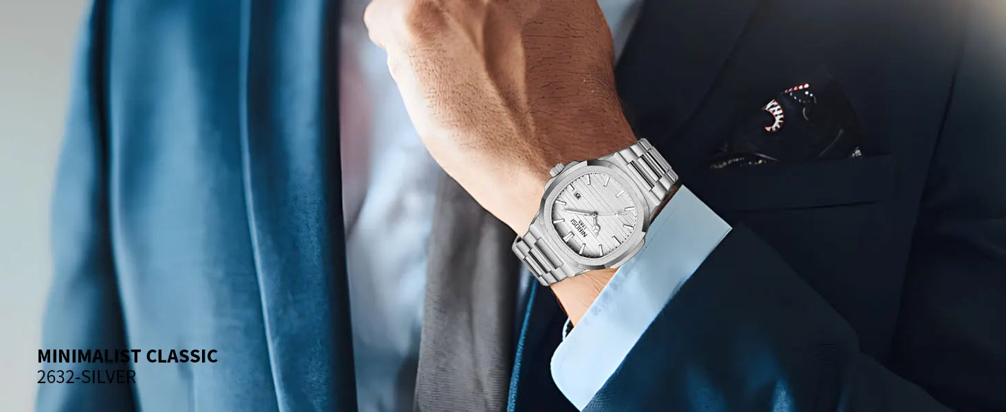 NIBOSI Men Watches Analog Quartz Stainless Steel Military Watches for Men Waterproof Business Classic Design Date Wrist Watch