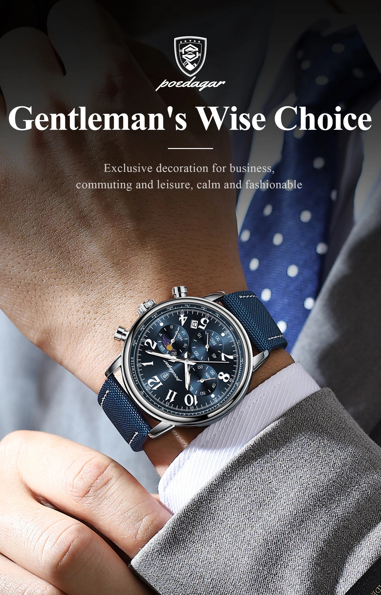 POEDAGAR Luxury Sports Military Men Watch Waterproof Luminous Chronograph Nylon Leather Date Man Wristwatch Quartz Men's Watches