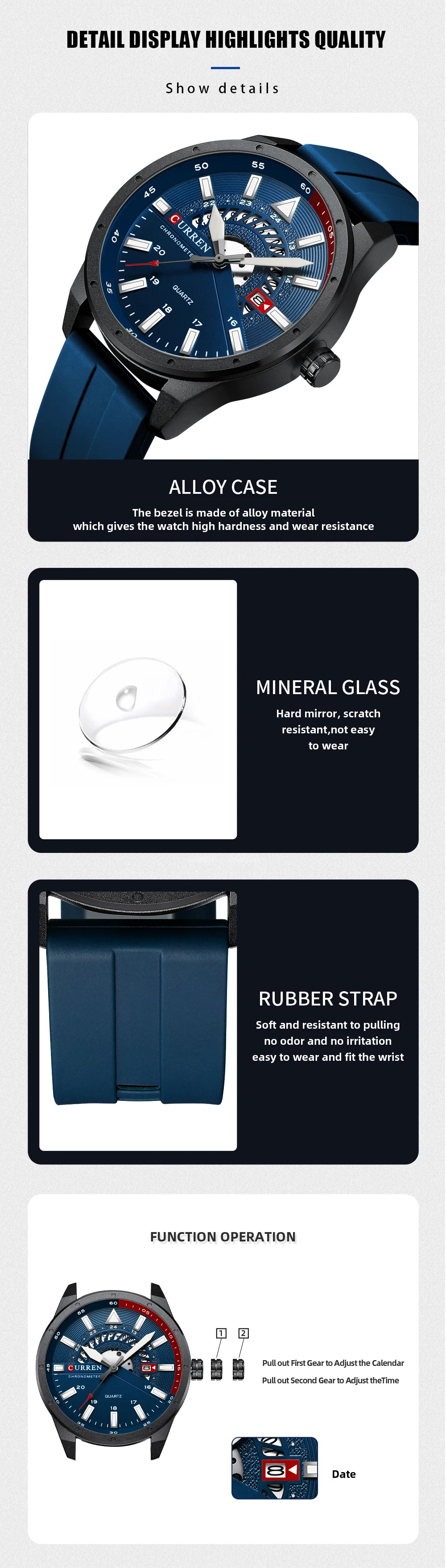 CURREN Fashion Men Watch Top Brand Luxury Waterproof Sport Mens Watches Silicone Automatic Date Military Wristwatch