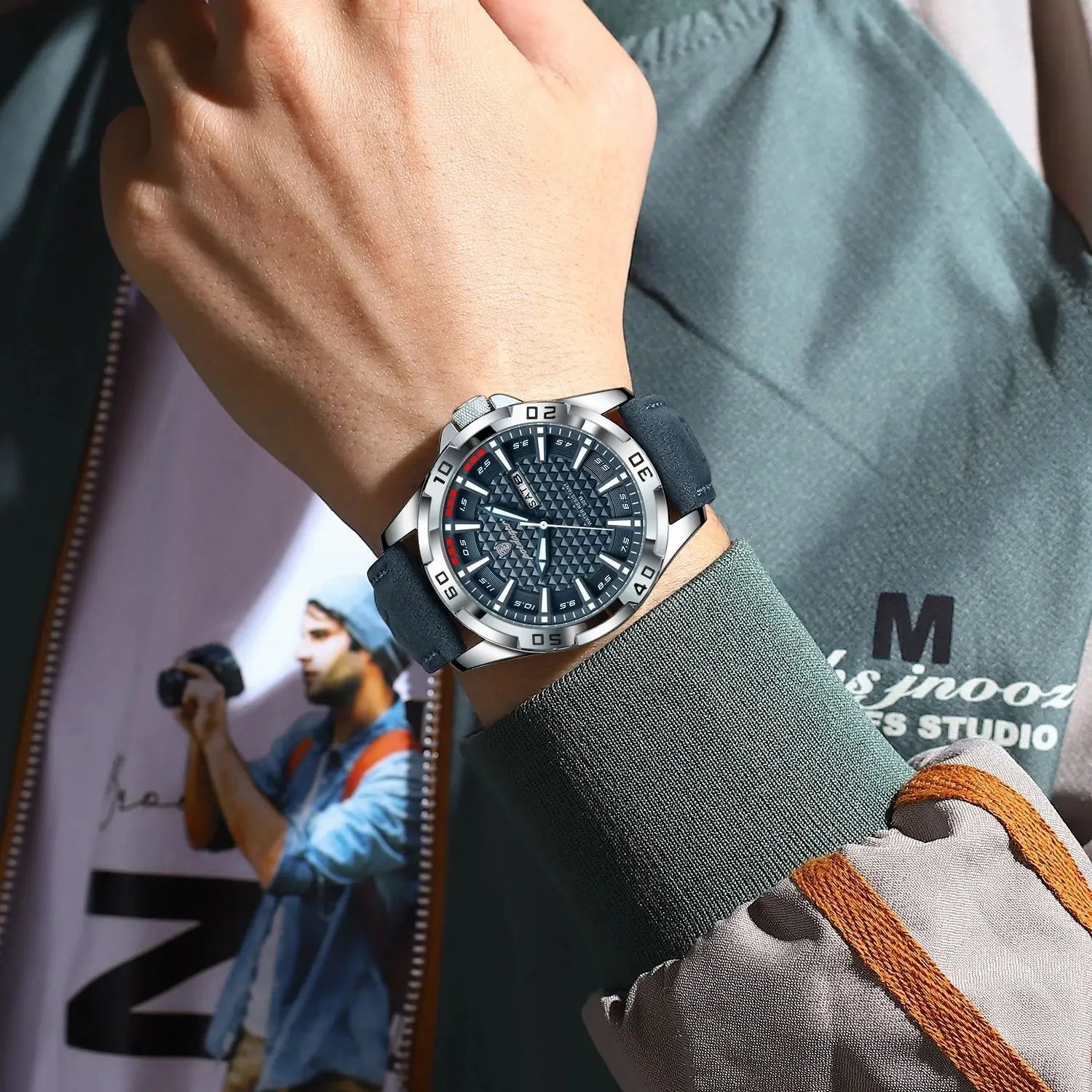 POEDAGAR Original Men Watch Luxury Waterproof Luminous Date Week Watch For Man Quartz Leather Fashion Men's Watches Reloj Hombre