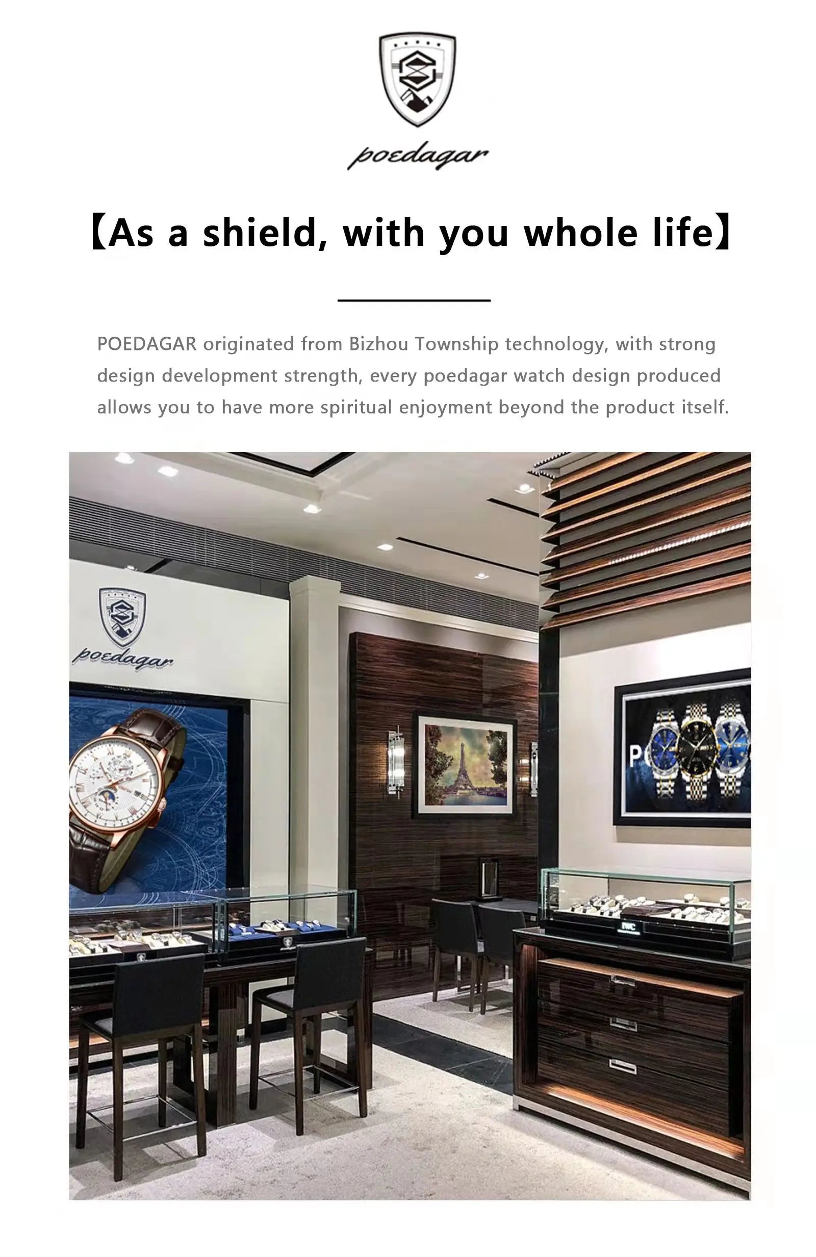 POEDAGAR Fashion Square Male Quartz Watch Waterproof Luminous Date Stainless Steel Man Watch Business Luxury Men's Watches Reloj