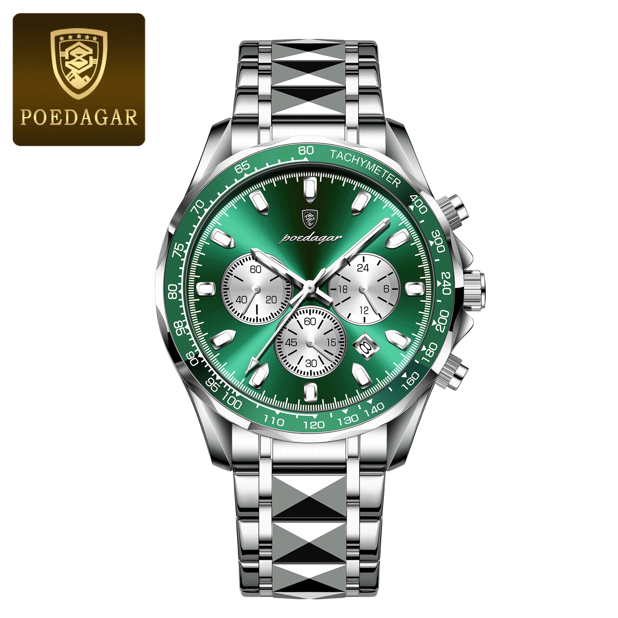 POEDAGAR Luxury Brand Men Watch Waterproof Luminous Stainless Steel Men's Watches Chronograph Date Quartz Business Watch For Man