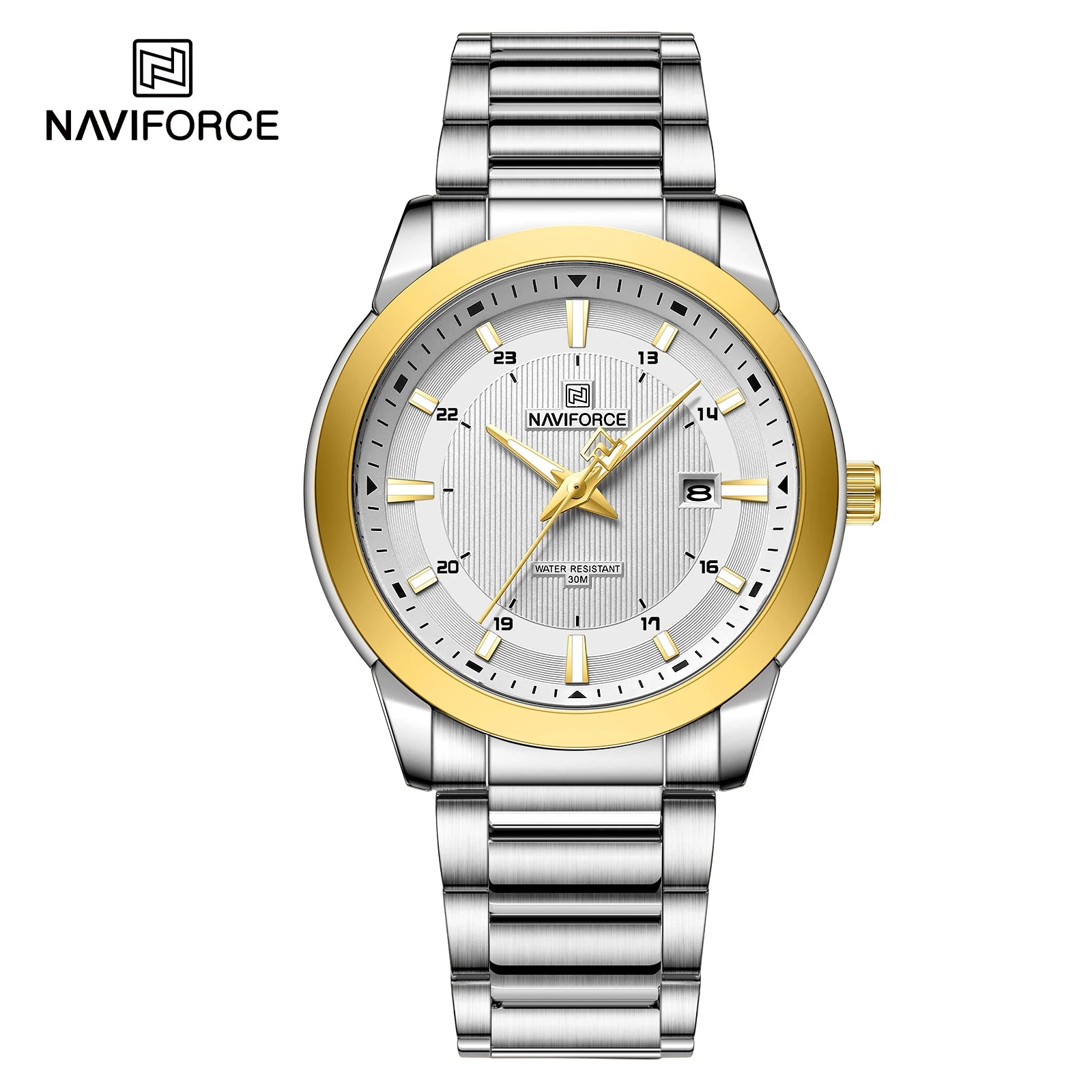 2024 Top Brand NAVIFORCE Mens Watches Stainless Steel Strap Casual Male Quartz Sports Wristwatch Luxury Waterproof Date Clock